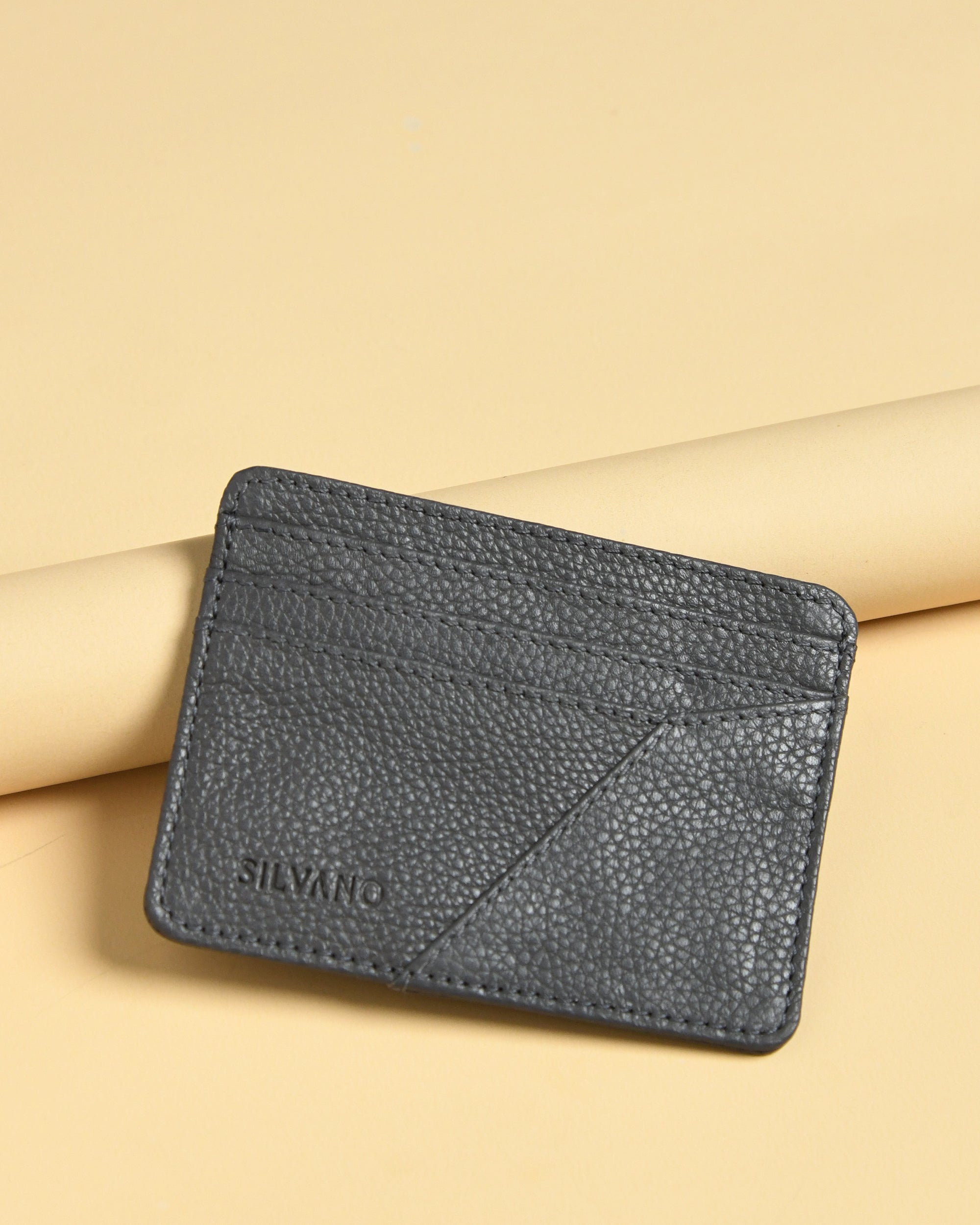 ARCO VAULT LEATHER CARD HOLDER FOR MEN – GREY