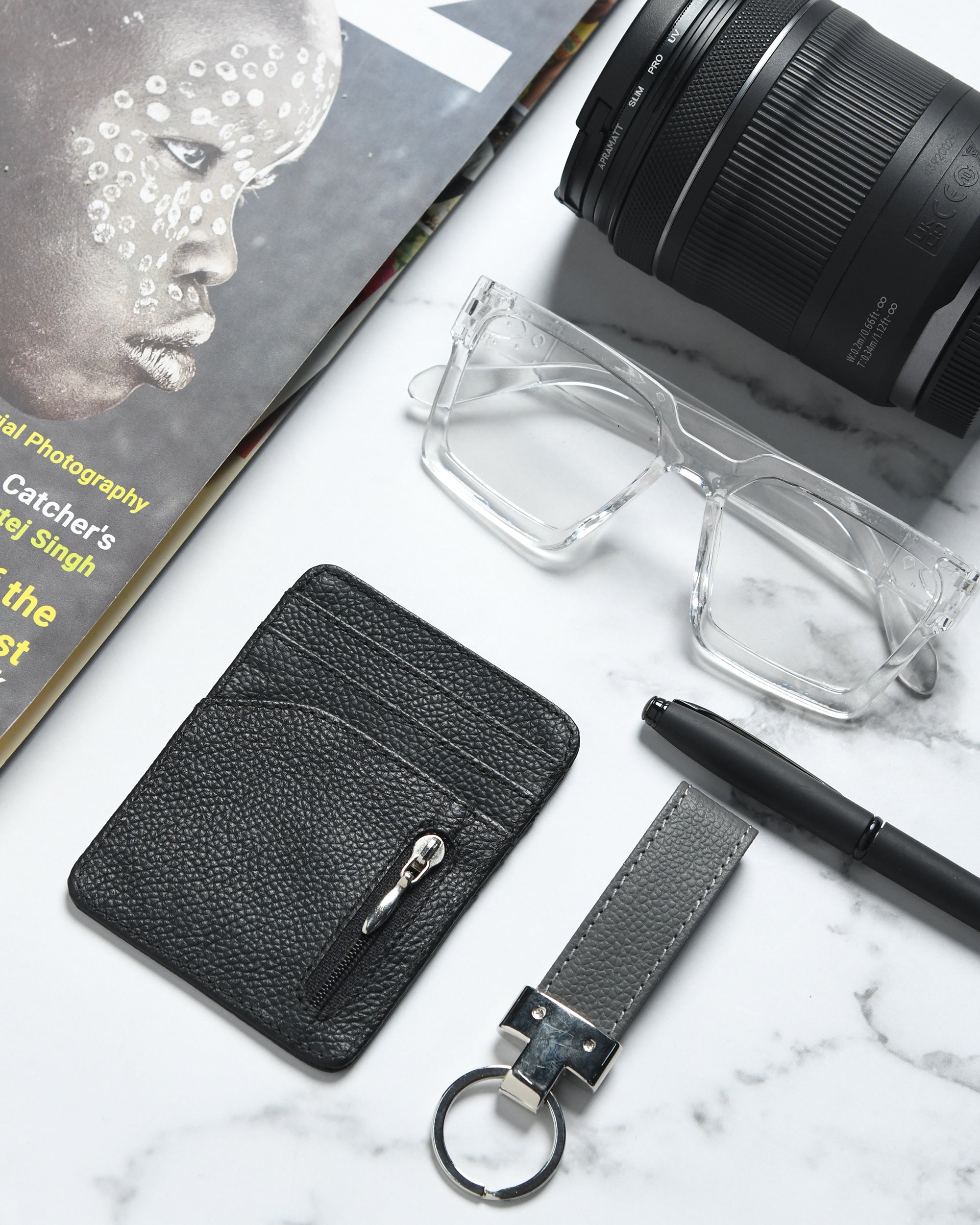 SIENA LEATHER CARD HOLDER FOR MEN - BLACK