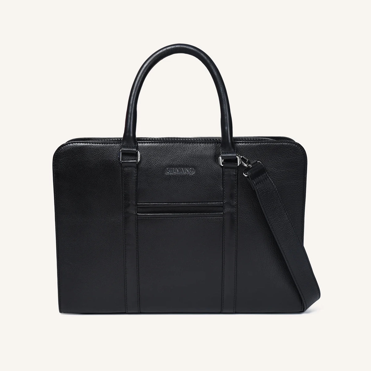 silvano mayfair laptop bag - black leather laptop bag