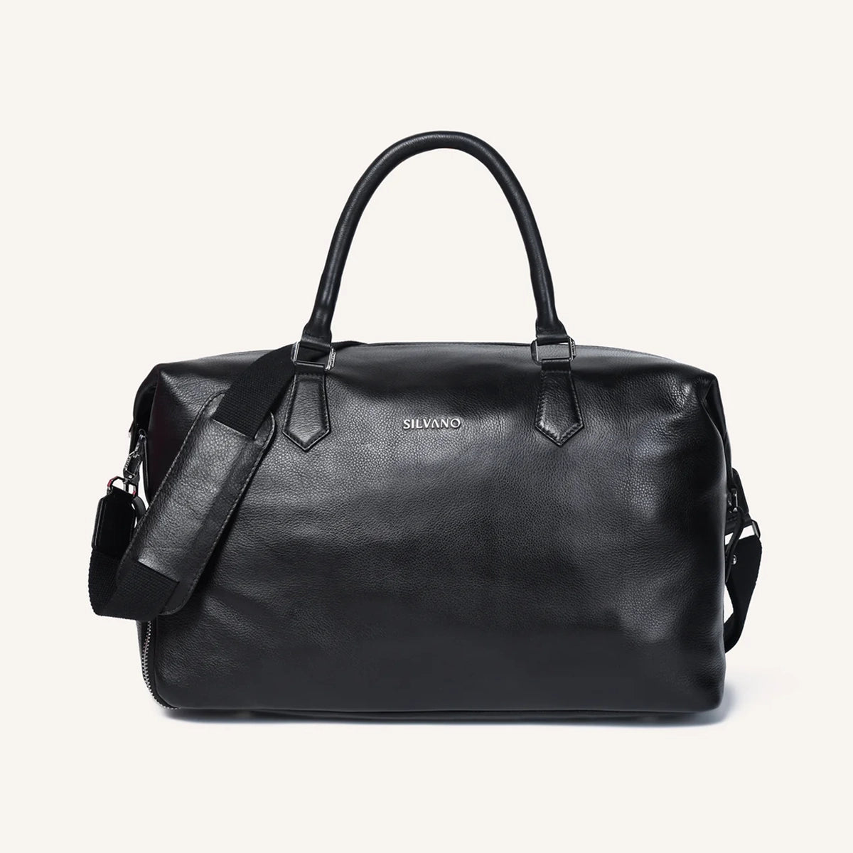 silvano gear grip weekender duffle bag - black leather duffle bag