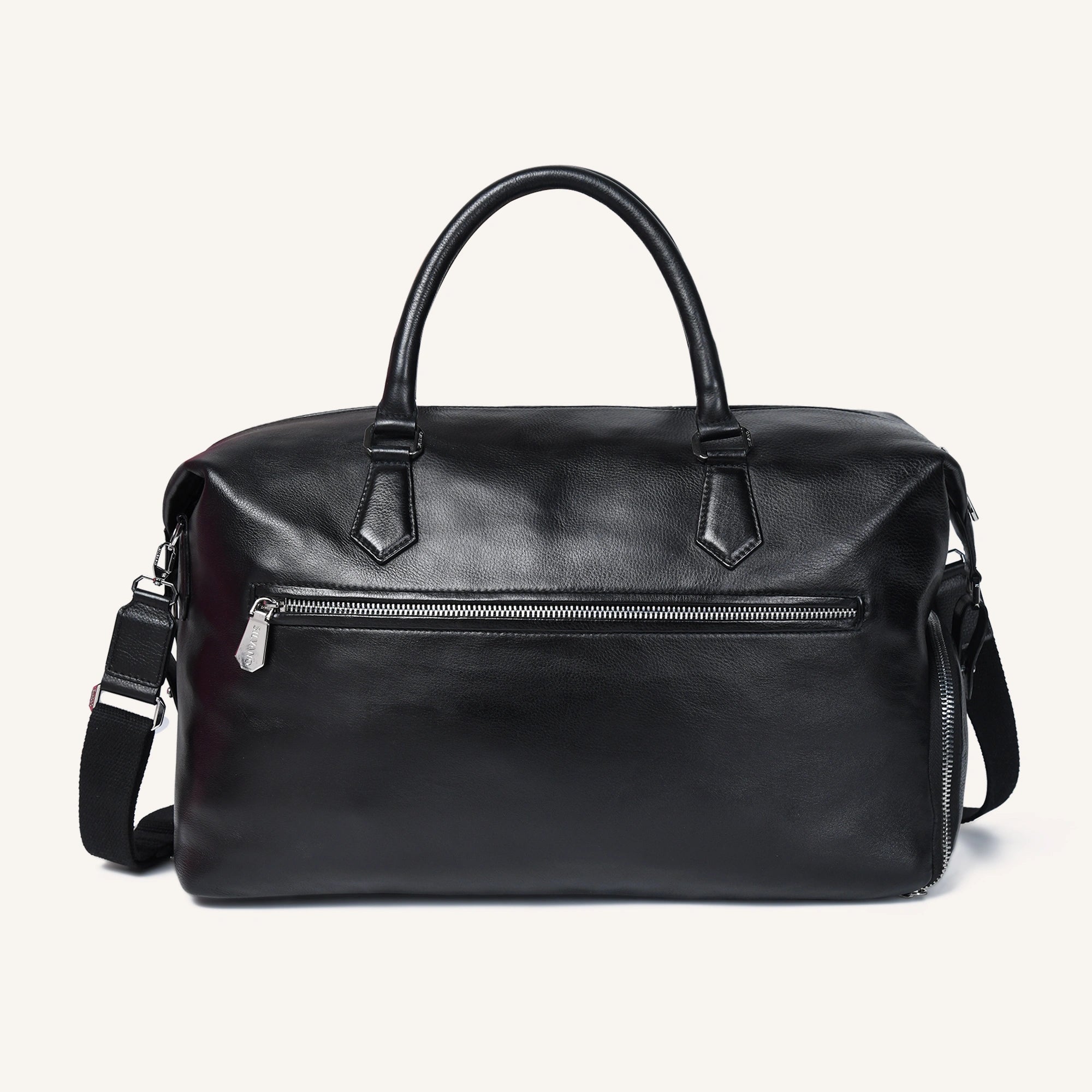 silvano gear grip weekender duffle bag - black leather duffle bag