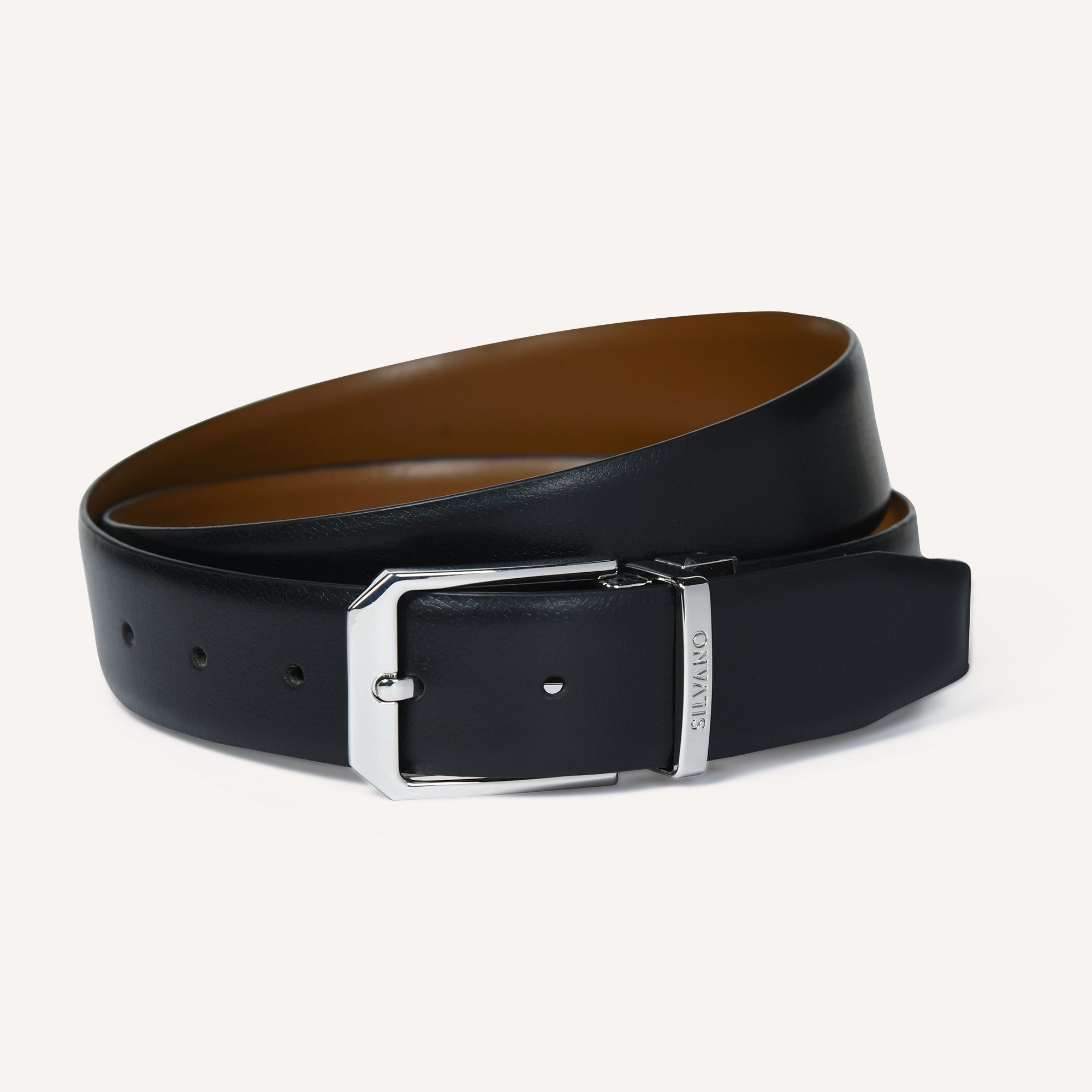 MIDNIGHT LEDGER Belt FOR MEN – CAVIAR/ BRONZE BROWN