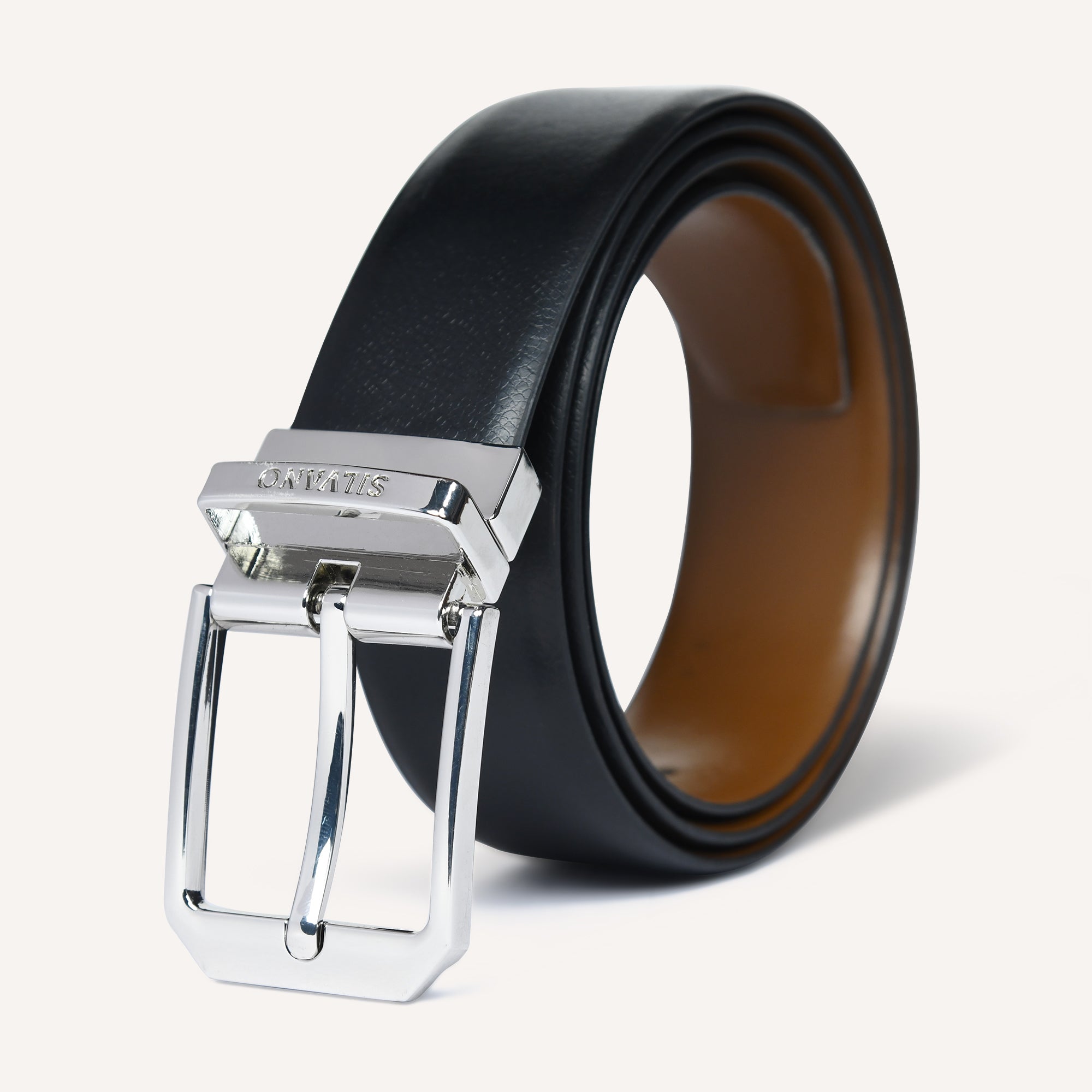 MIDNIGHT LEDGER Belt FOR MEN – CAVIAR/ BRONZE BROWN