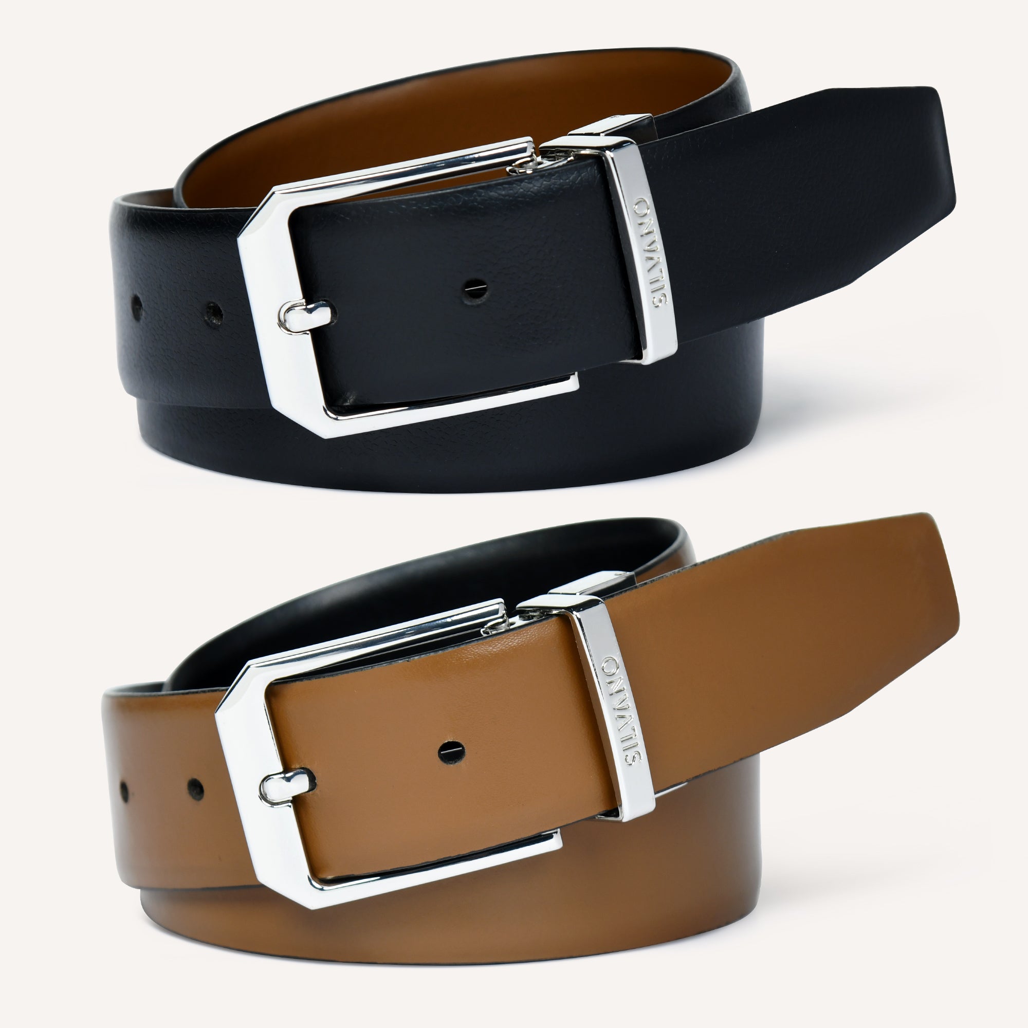 MIDNIGHT LEDGER Belt FOR MEN – CAVIAR/ BRONZE BROWN