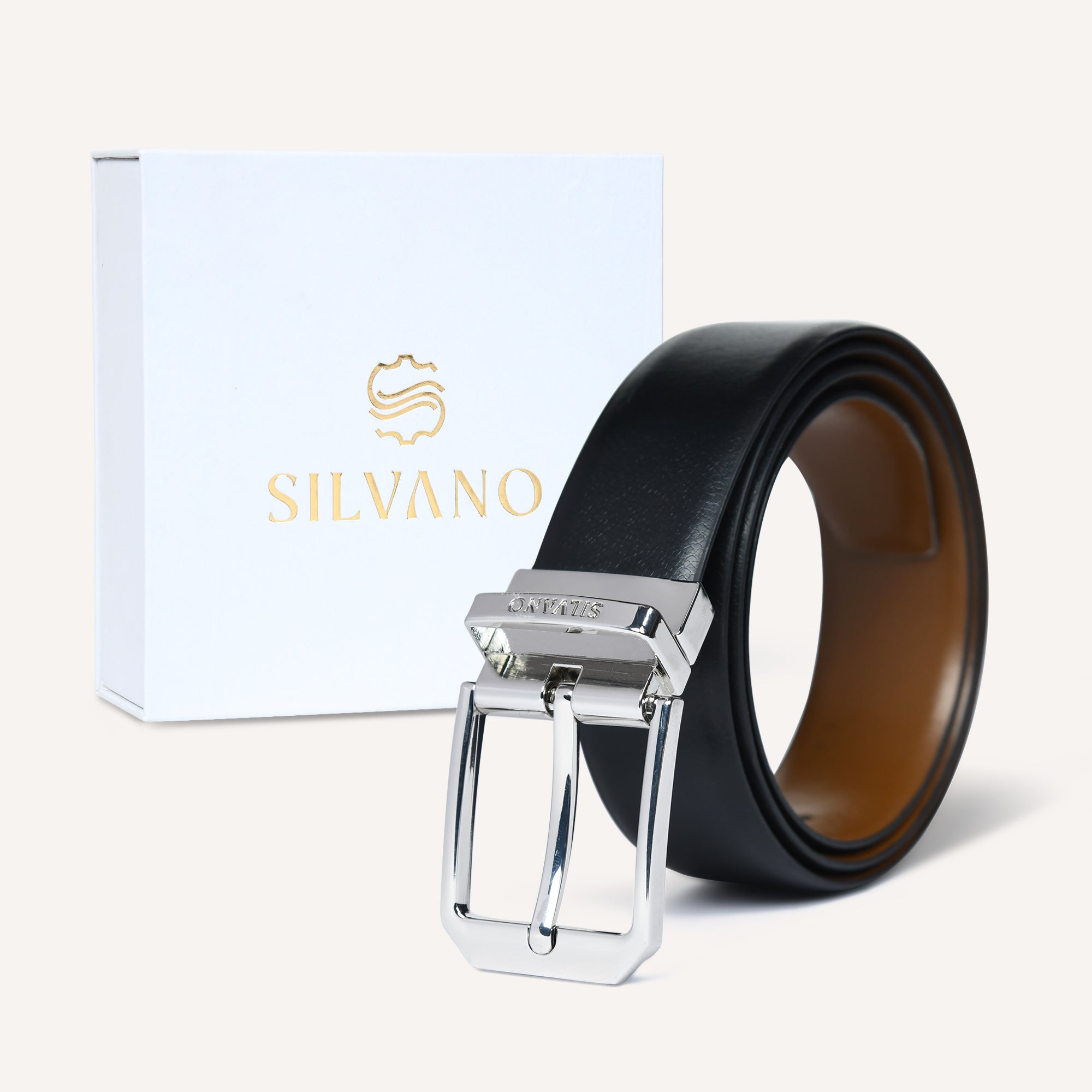 MIDNIGHT LEDGER Belt FOR MEN – CAVIAR/ BRONZE BROWN