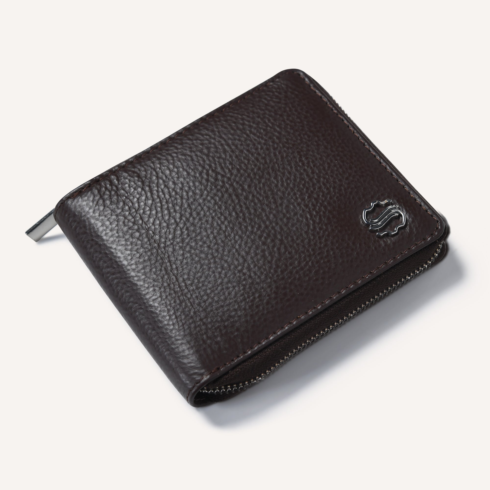 COIN CADDY ZIP ROUND WALLET - BROWN