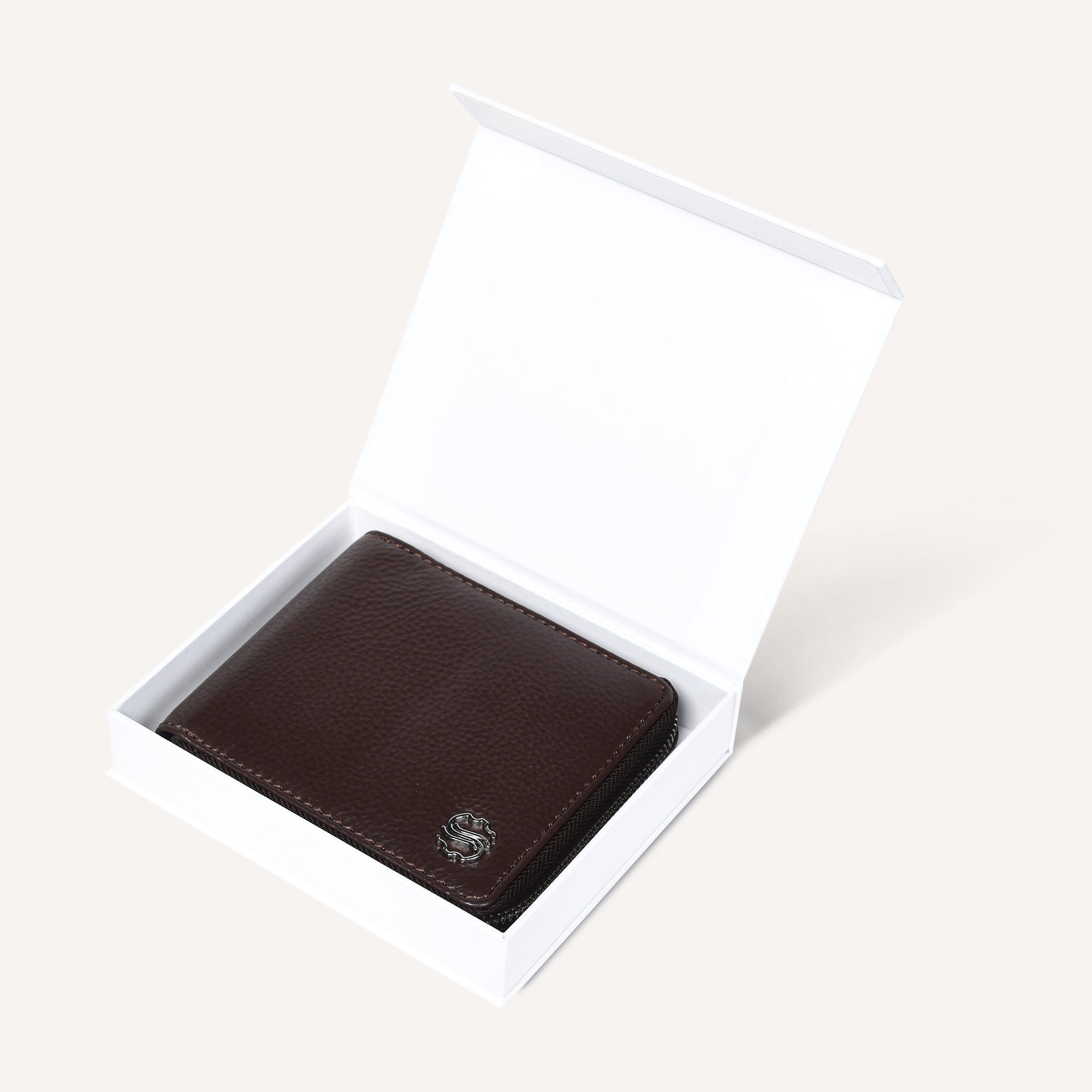 COIN CADDY ZIP ROUND WALLET - BROWN