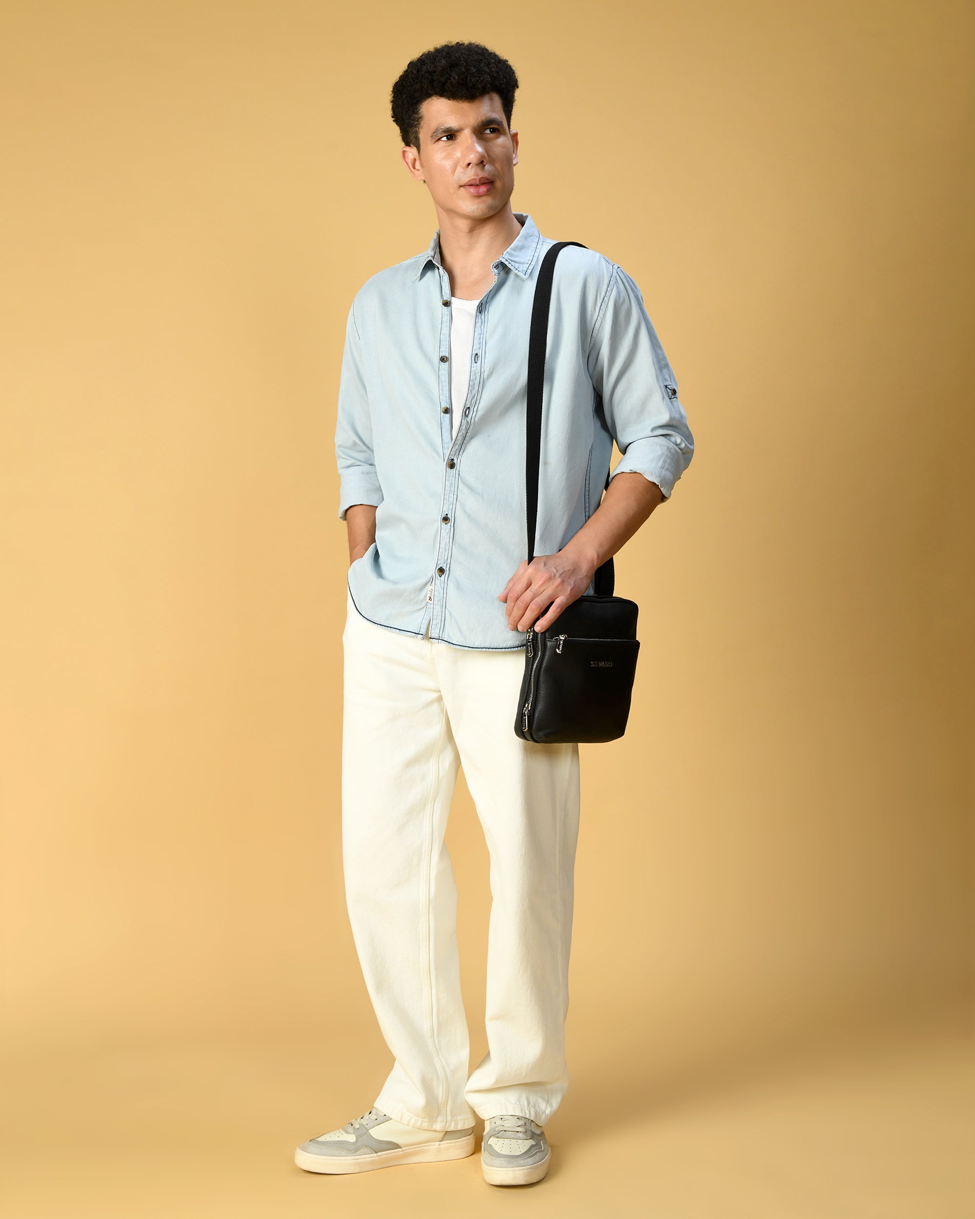 MANHATTAN MESSENGER BAG FOR MEN - BLACK