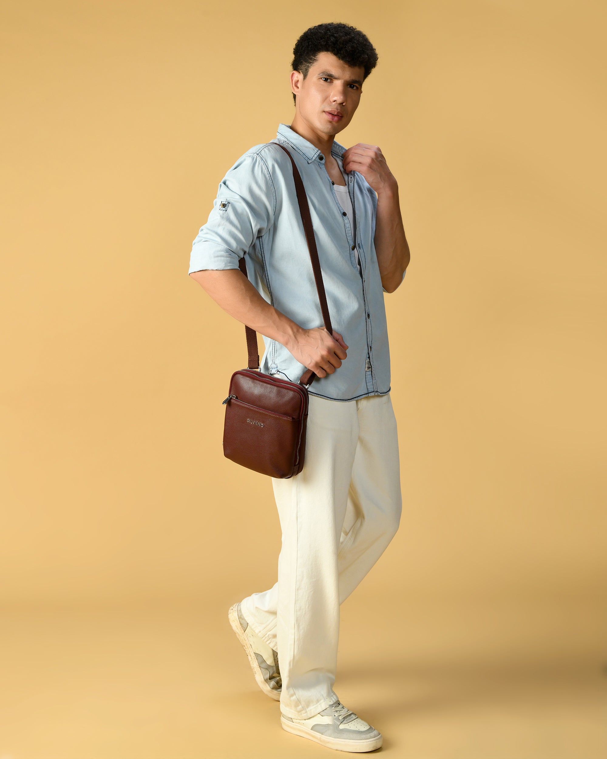 MANHATTAN MESSENGER BAG FOR MEN - BURGUNDY