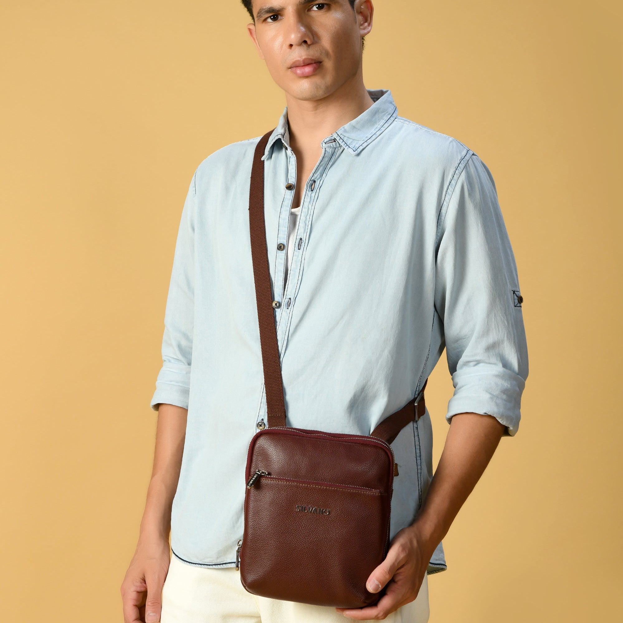 MANHATTAN MESSENGER BAG FOR MEN - BURGUNDY