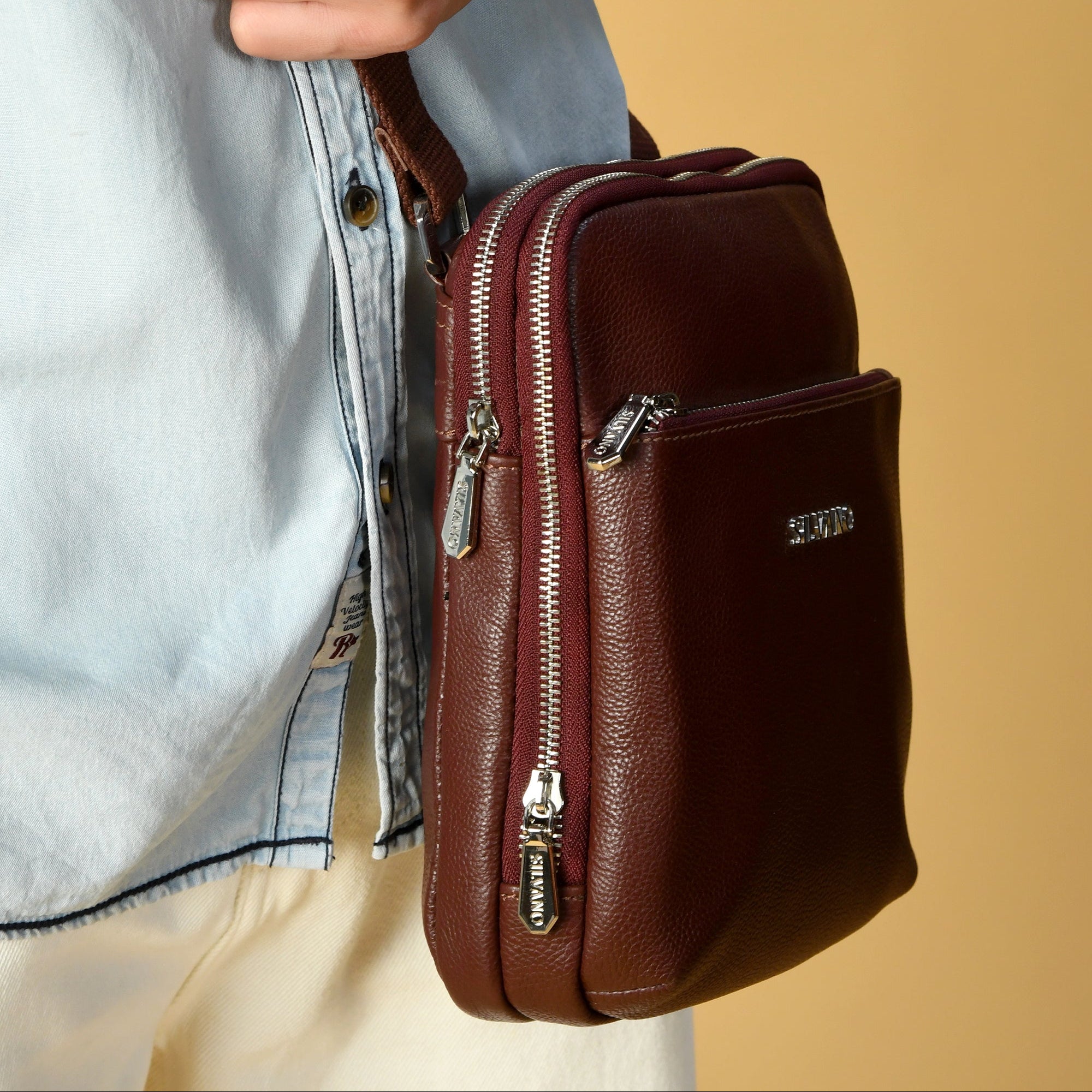 MANHATTAN MESSENGER BAG FOR MEN - BURGUNDY