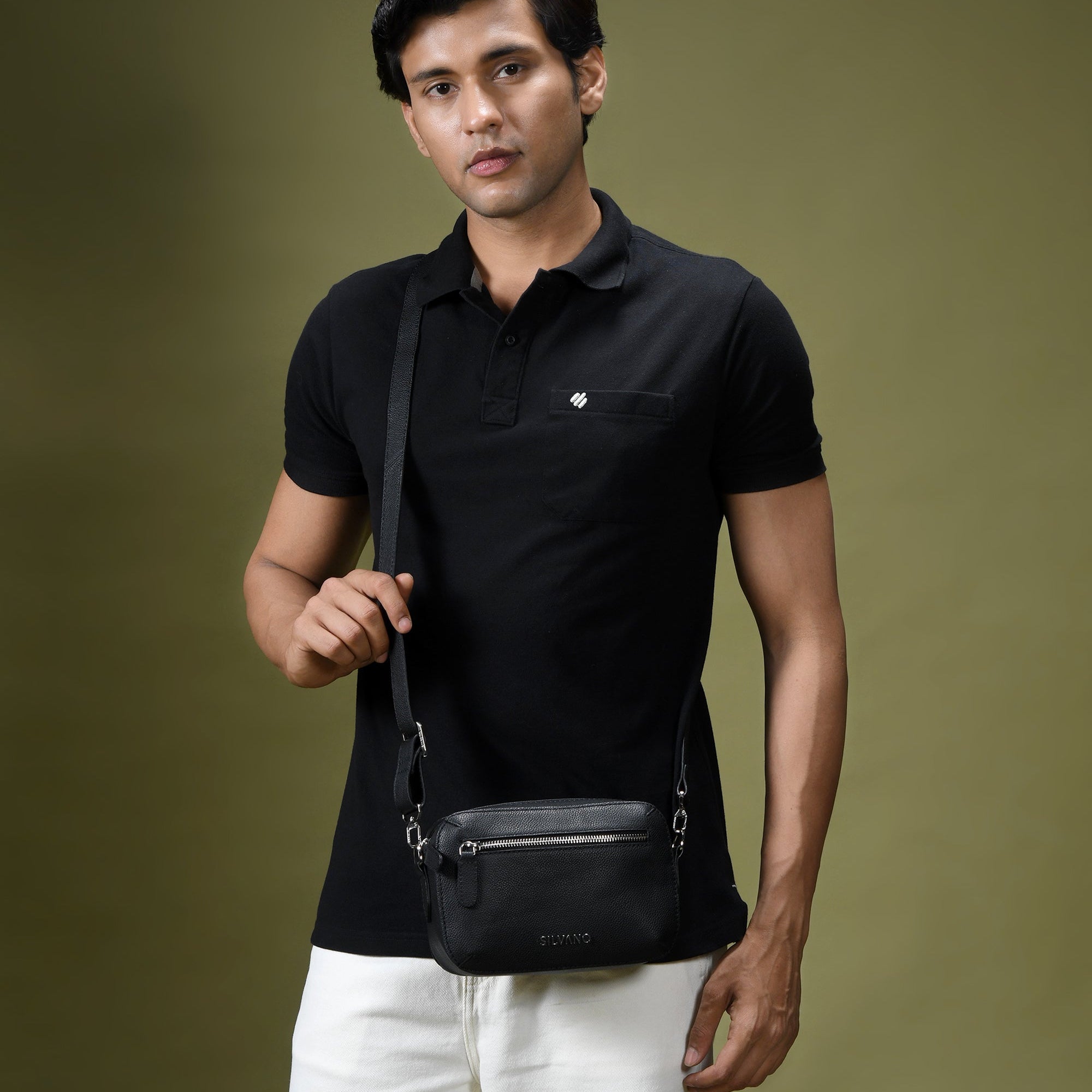 SLEEK STRIDE CROSSBODY BAG FOR MEN - Black