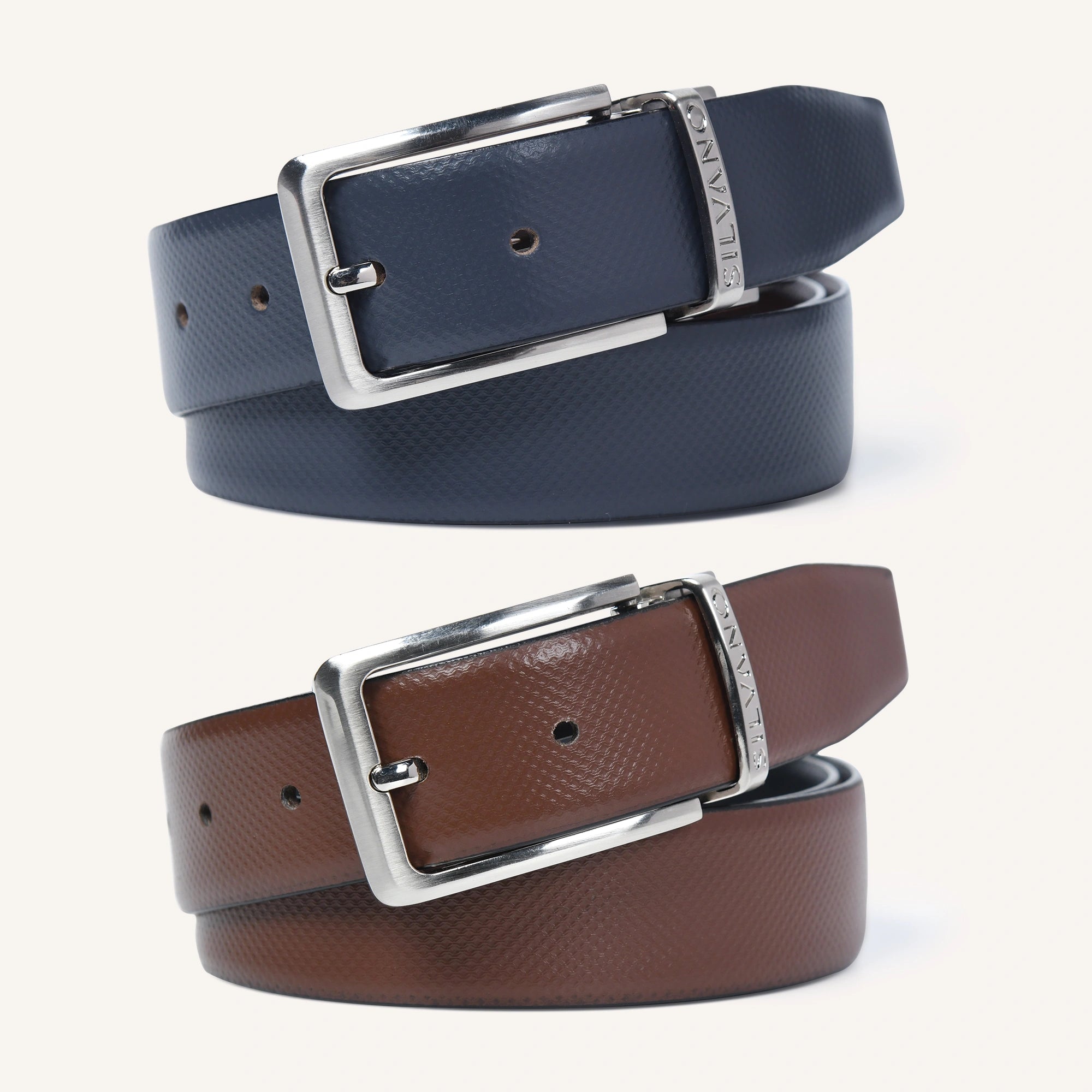 ENIGMA FORMAL REVERSIBLE BELT - GREY/BROWN