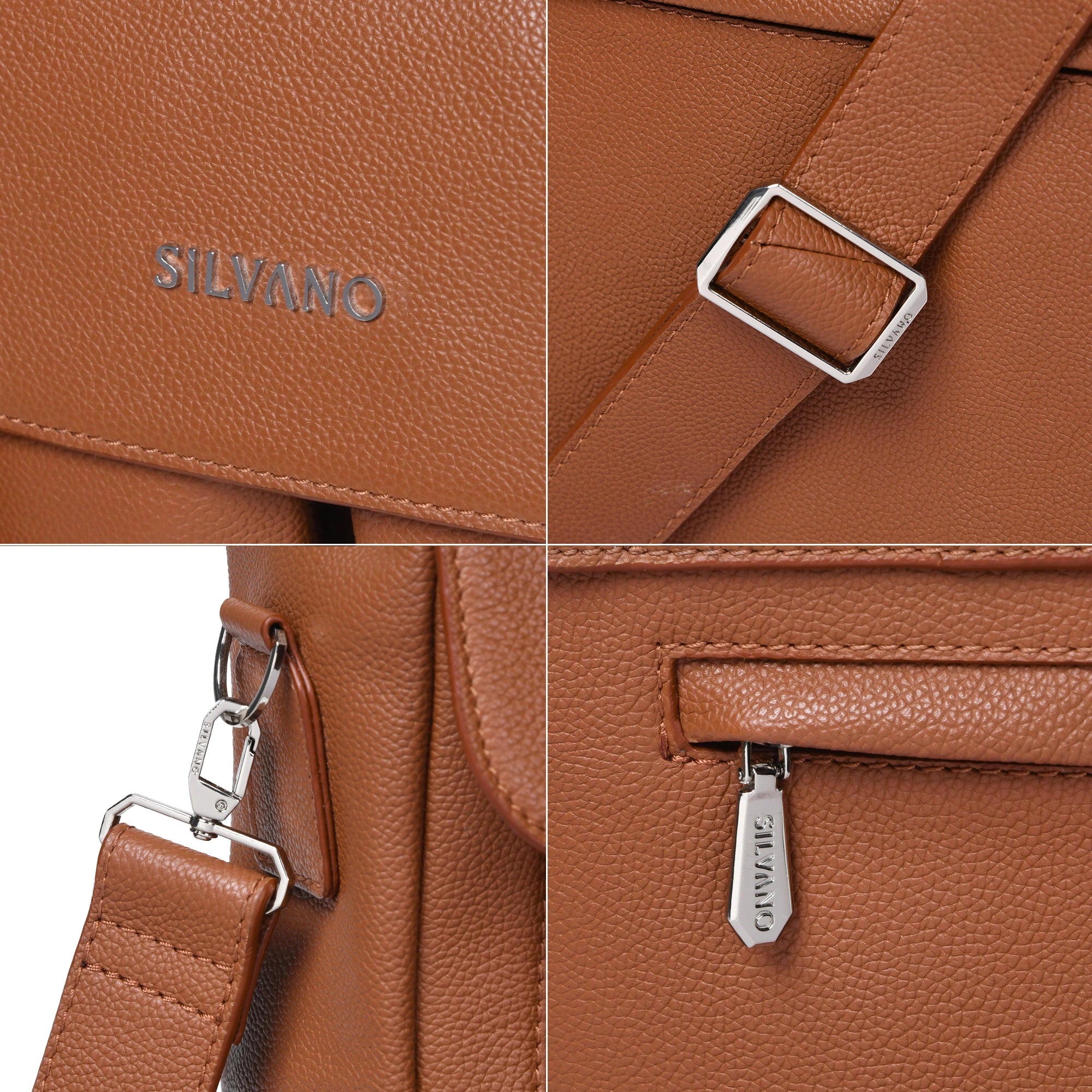 silvano code carrier messenger bag - tan leather messenger bag