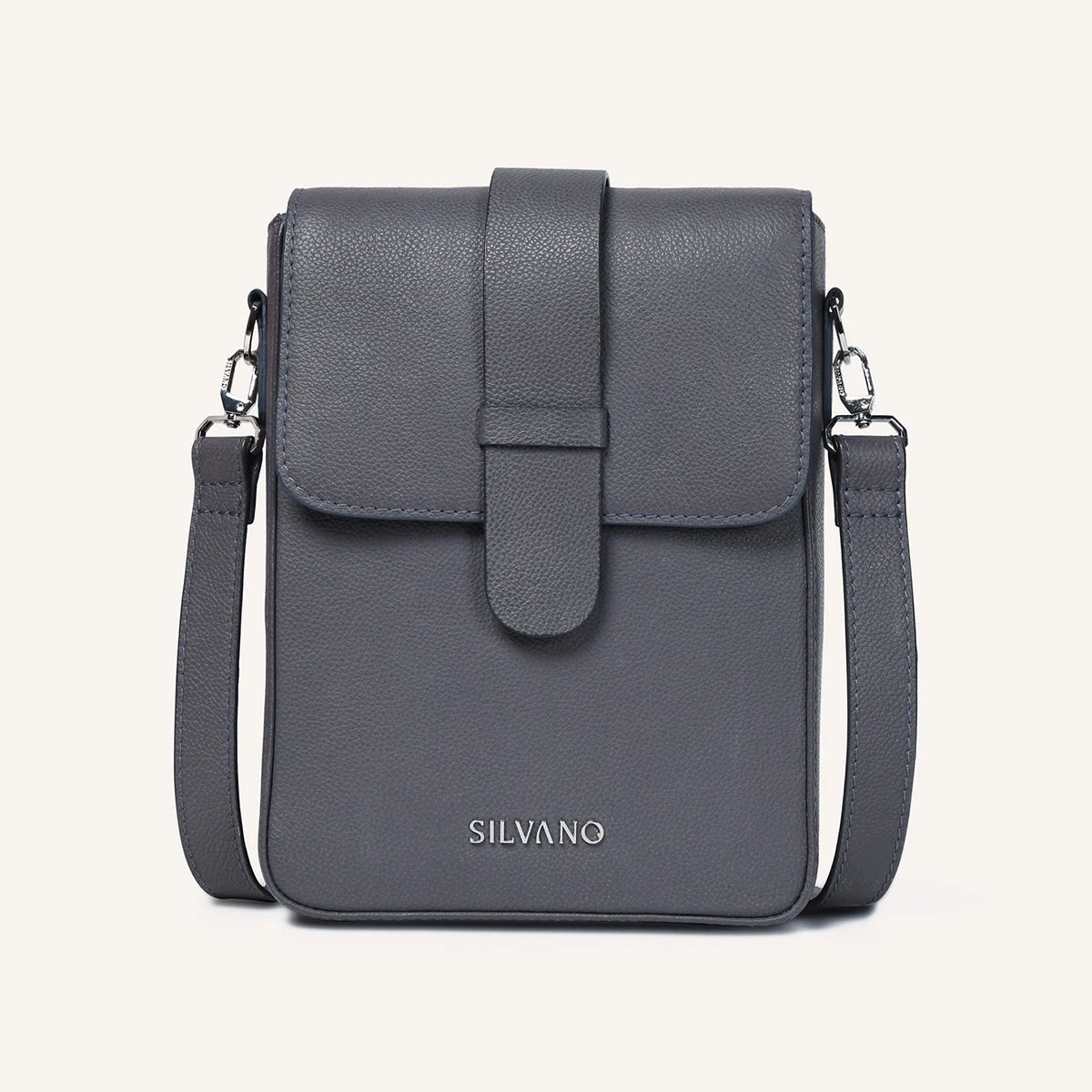 silvano wayfarer's sling crossbody bag - gray leather crossbody bag