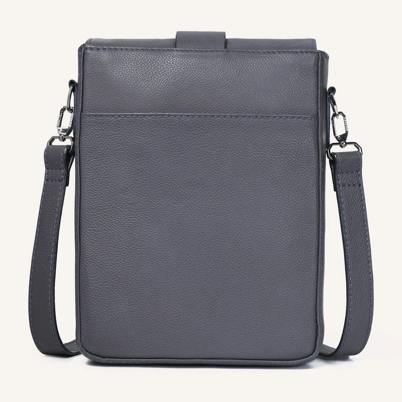 silvano wayfarer's sling crossbody bag - gray leather crossbody bag