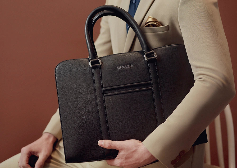 mayfair laptop bag - black leather laptop bag
