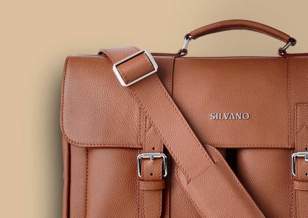 silvano code carrier messenger bag - tan leather messenger bag