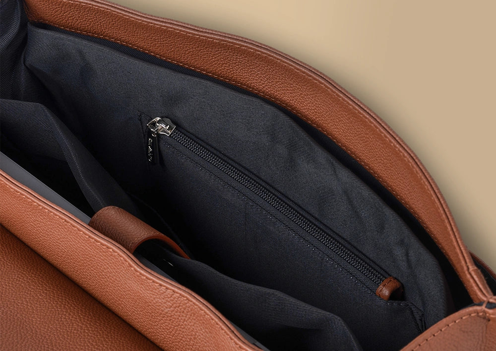 silvano code carrier messenger bag - tan leather messenger bag