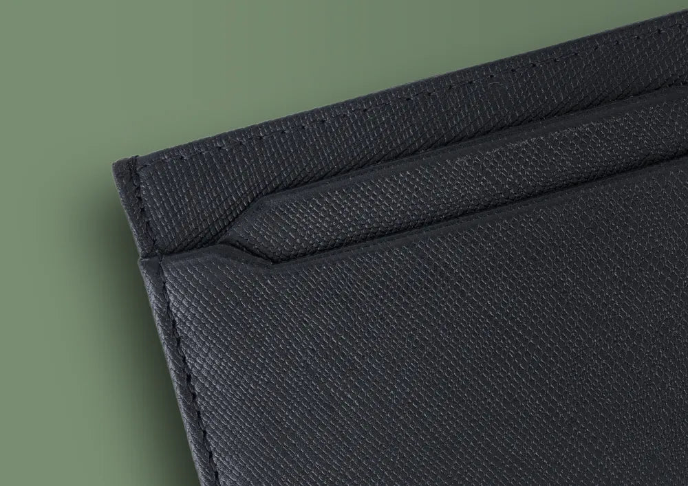 titan tally card holder - black leather card holder