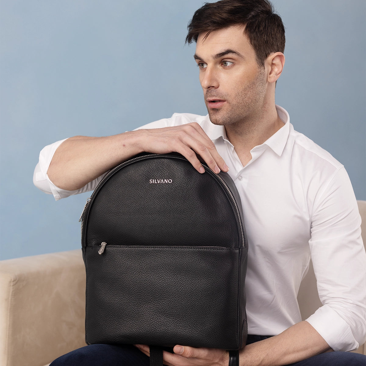 silvano commute pack backpack - black leather backpack