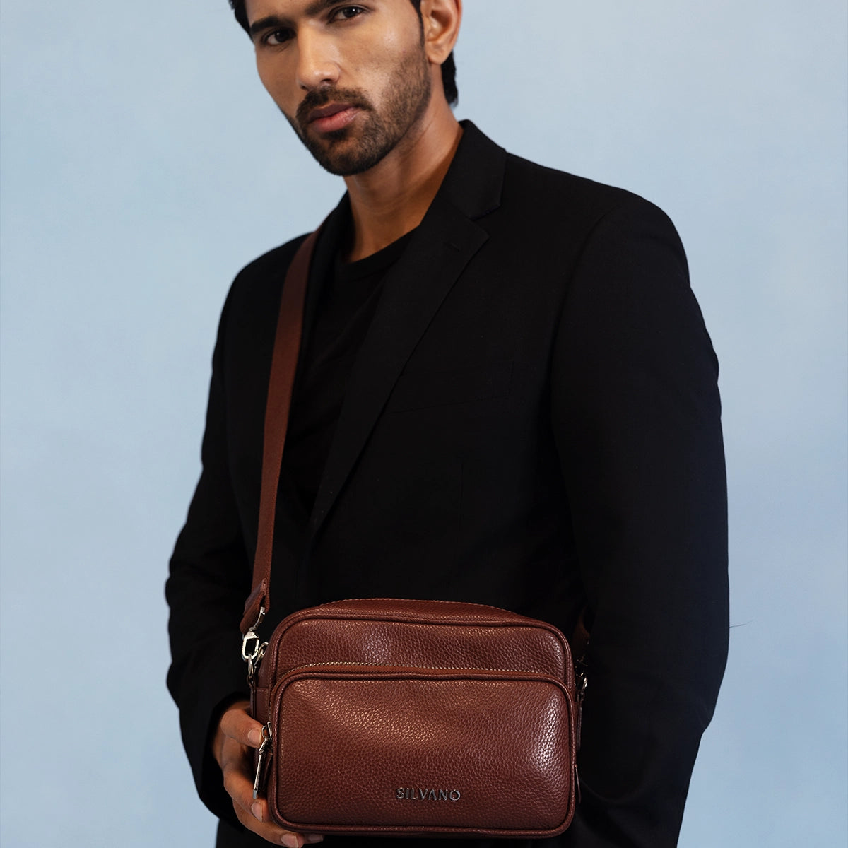 silvano conductor crossbody bag - brown leather crossbody bag