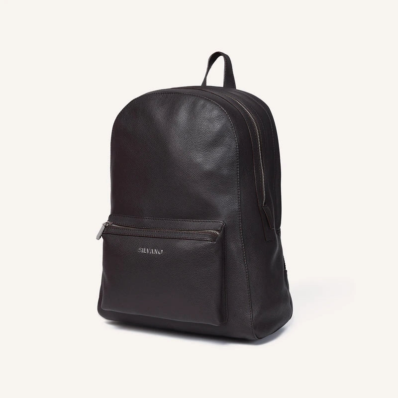 silvano trail trekkar backpack - dark brown leather backpack