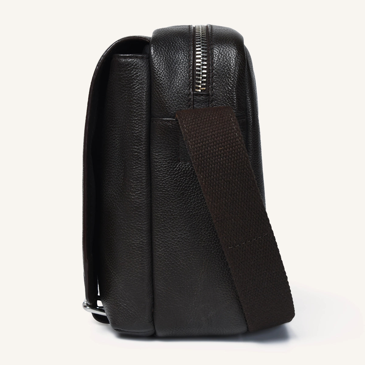 silvano wander flap messenger bag - dark brown leather messenger bag