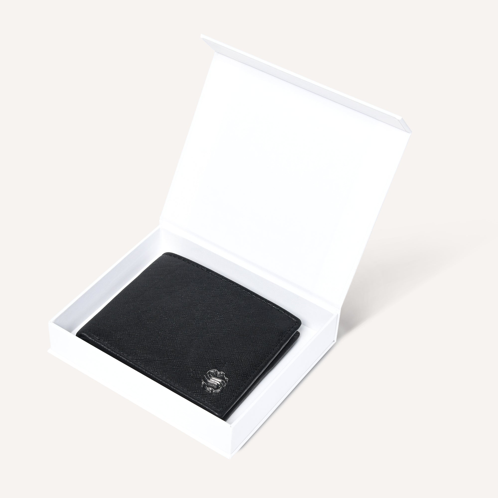 silvano titan tally wallet - black leather wallet in a box