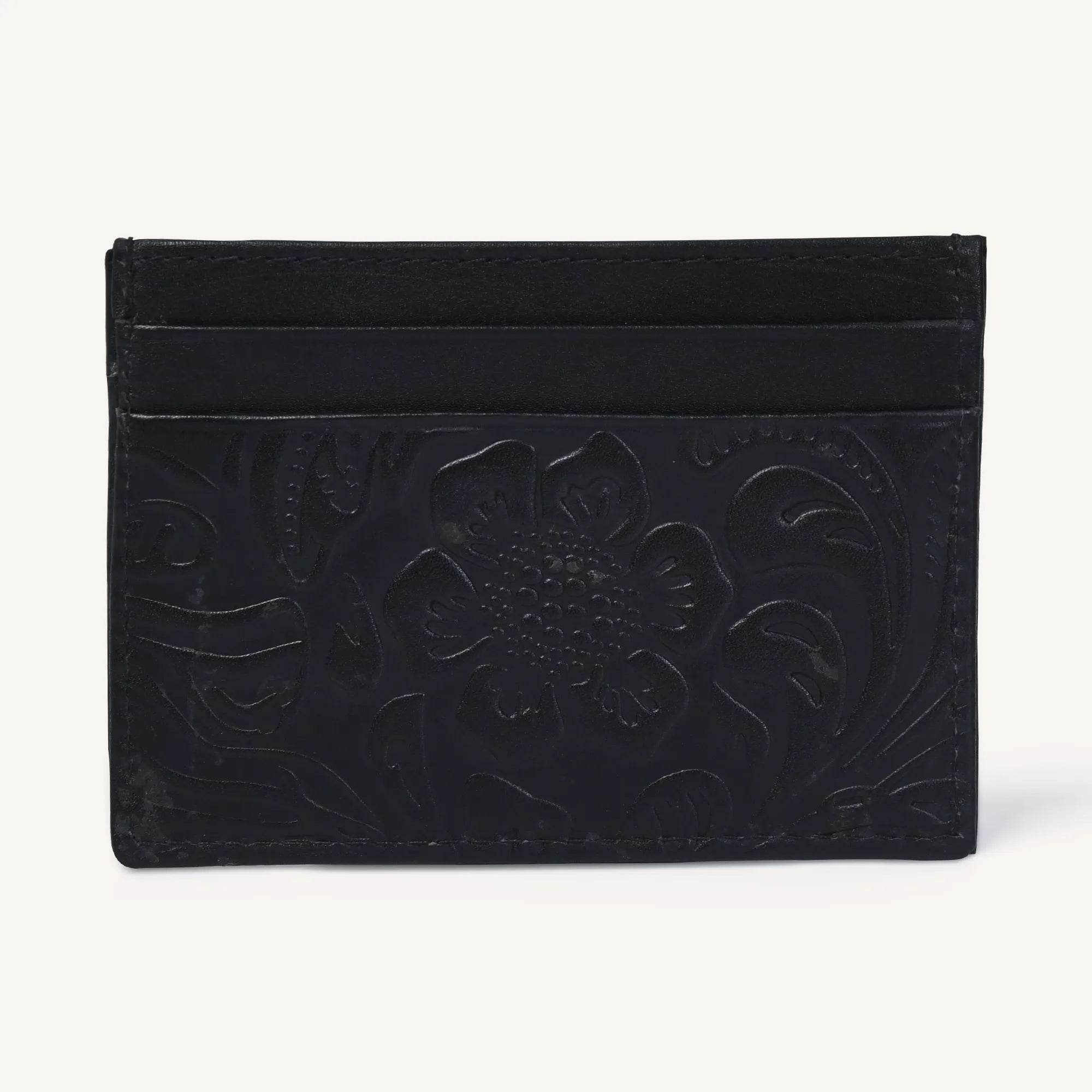 silvano vintage stash card holder - black leather card holder