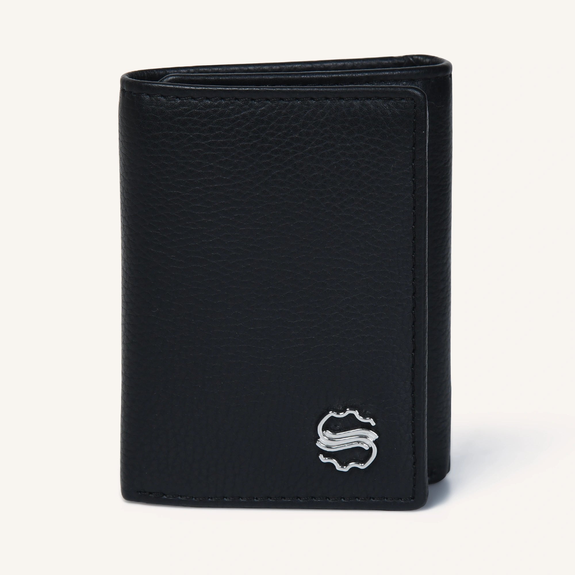 silvano fold forte tri-fold wallet - black leather wallet