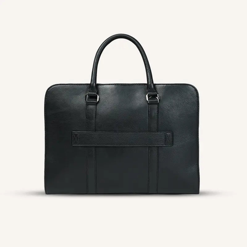 silvano mayfair laptop bag - black leather laptop bag