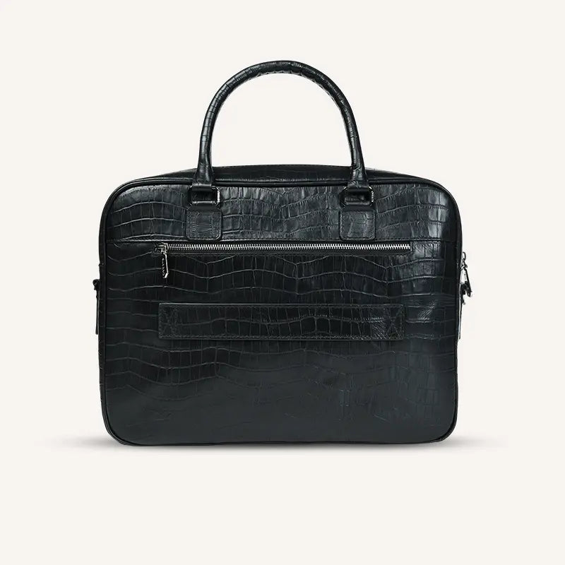 silvano byte bag laptop bag - black croco leather laptop bag