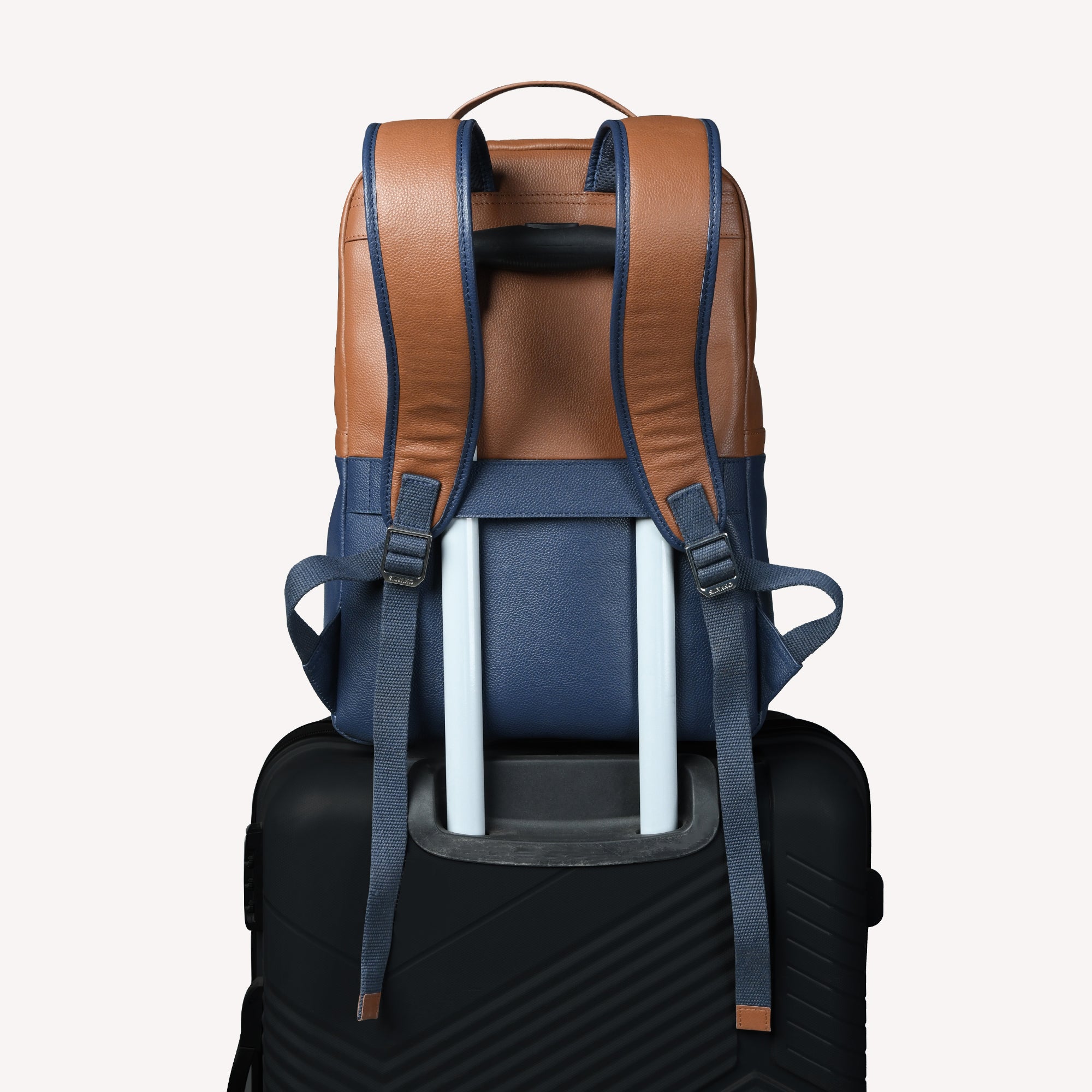 dawson backpack navy offset stripe veggie tan leather amazon DuoTone – Tan/Navy Blue Hombre Artix Comfortable Laptop Travel meaning its production methods Custom Price:tda_price_1824