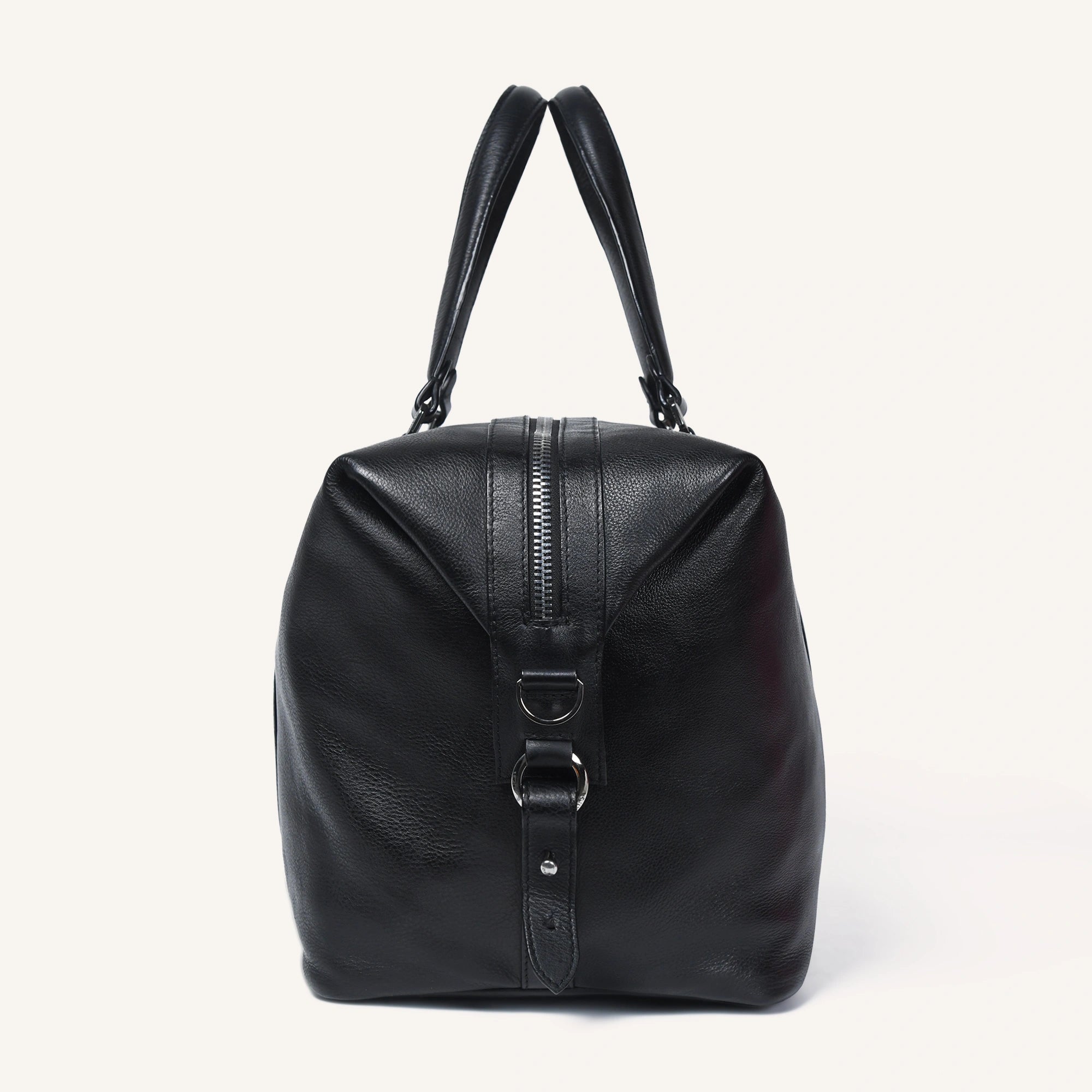 Buy Knapsack Black Leather Weekender Duffle Bag for Men | Silvano
