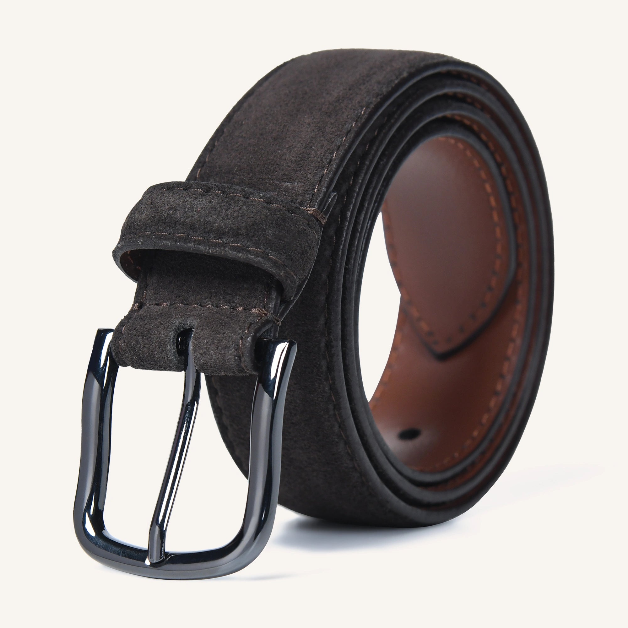 VIGGO BELT SUEDE BELT - DARK BROWN