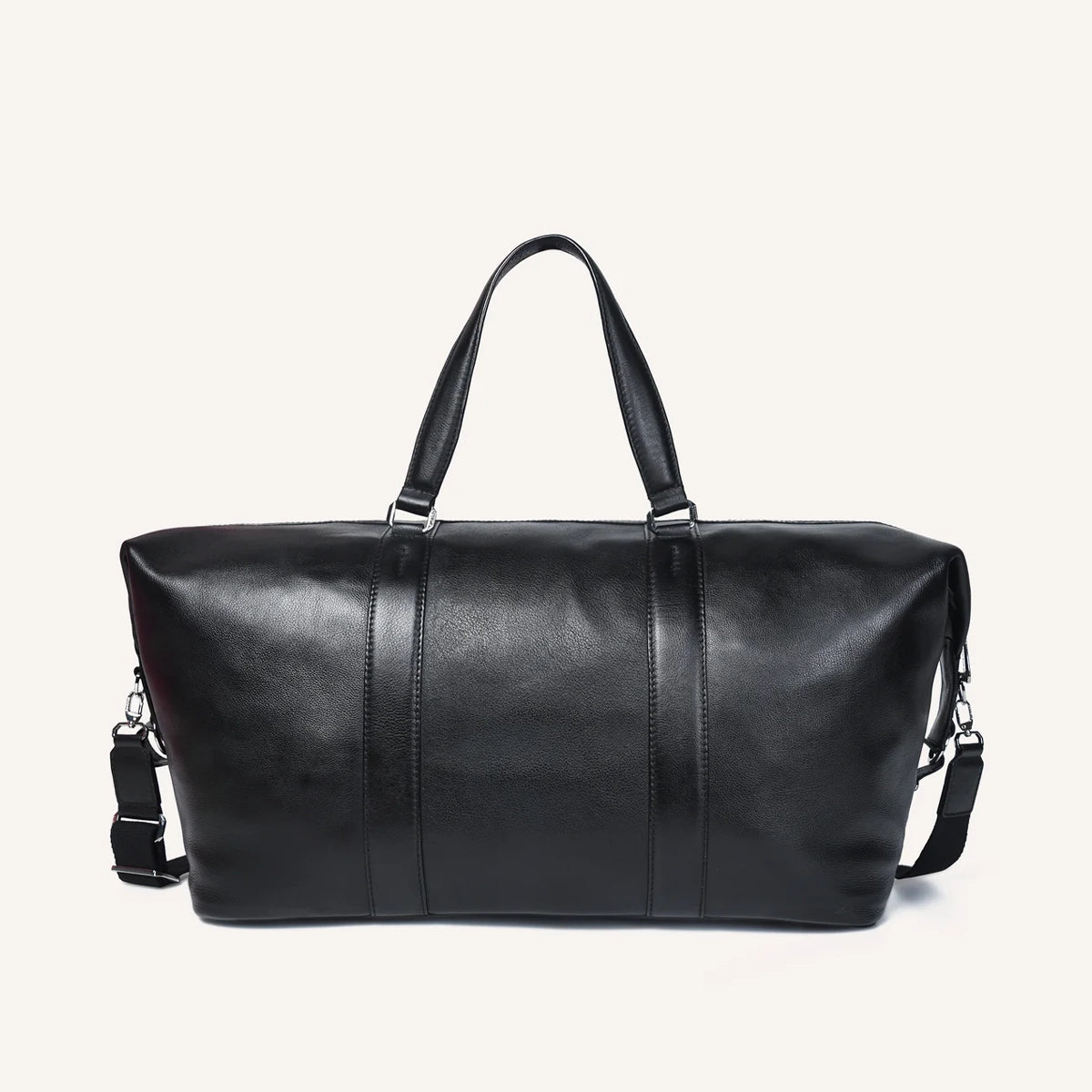 Buy Knapsack Black Leather Weekender Duffle Bag for Men | Silvano