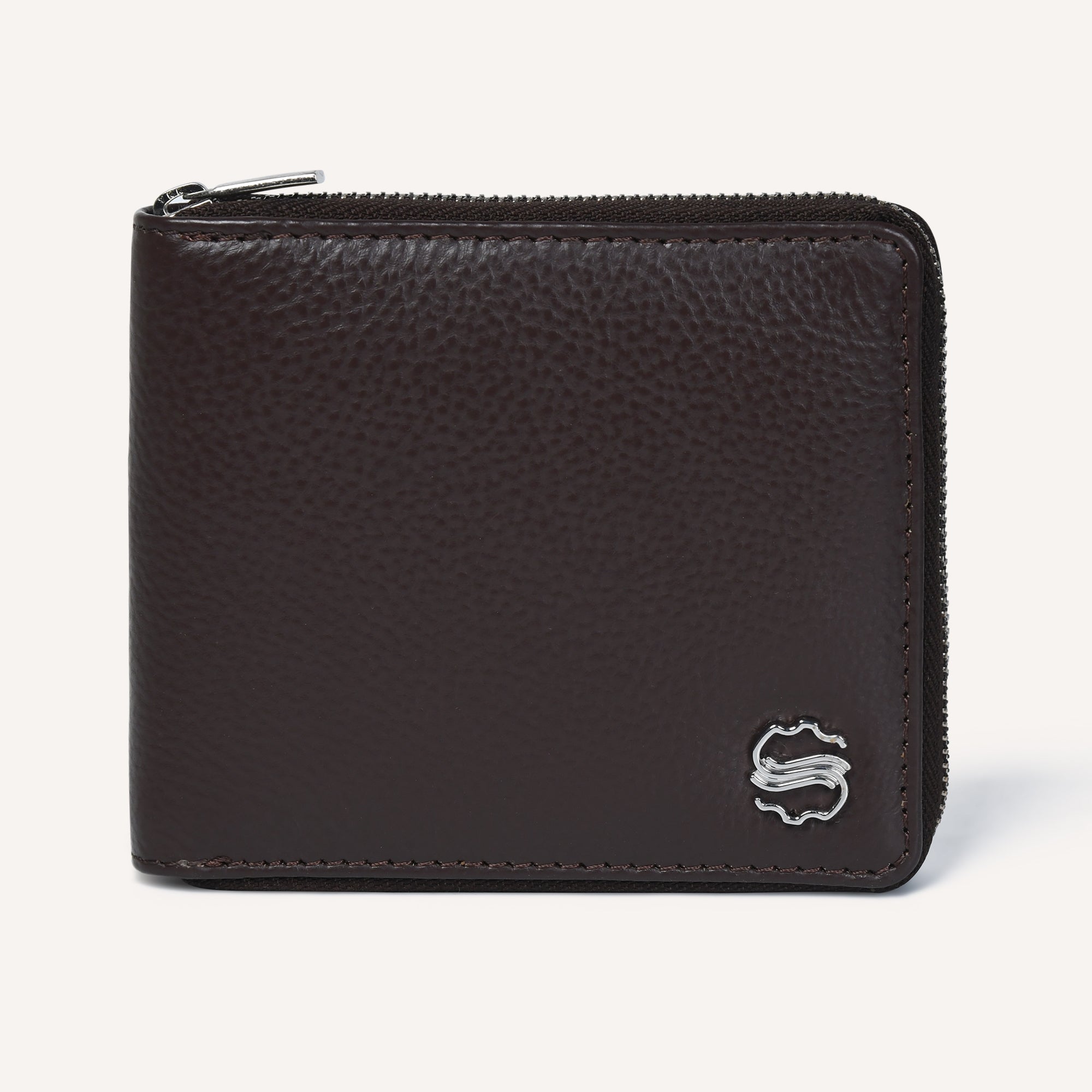 COIN CADDY ZIP ROUND WALLET - BROWN