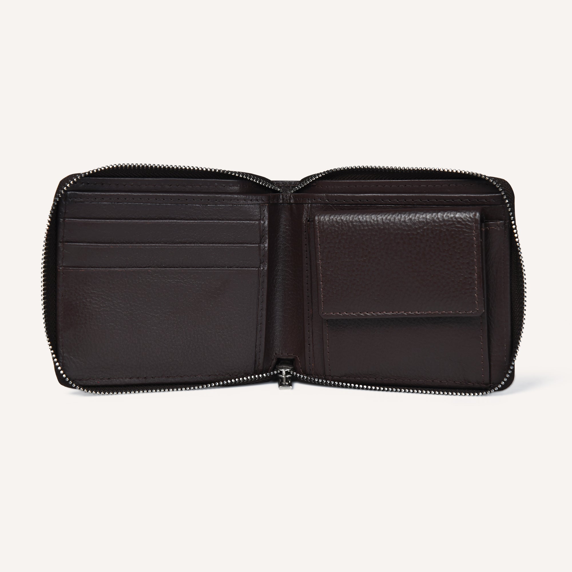 COIN CADDY ZIP ROUND WALLET - BROWN