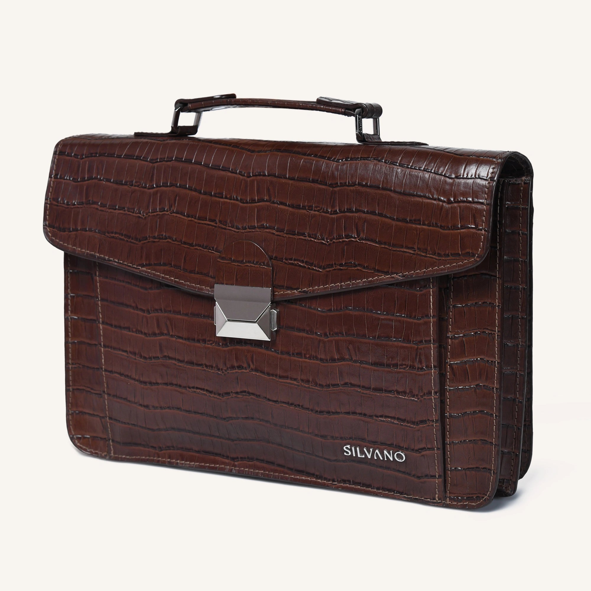 silvano carrier caddy messenger bag - dark brown leather messenger bag
