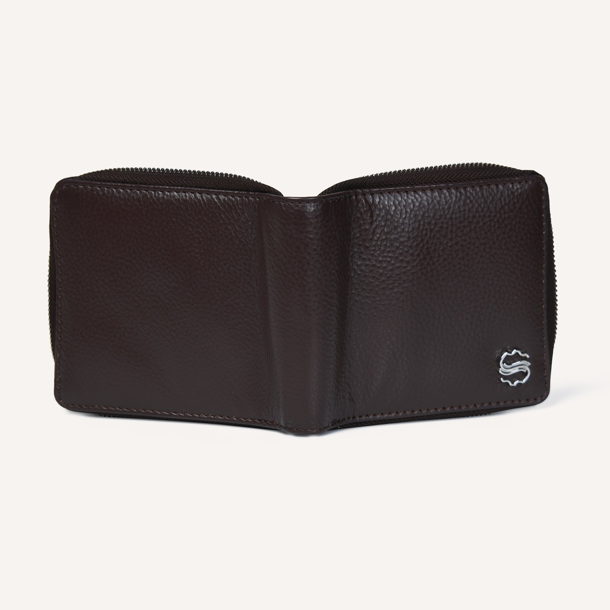 COIN CADDY ZIP ROUND WALLET - BROWN