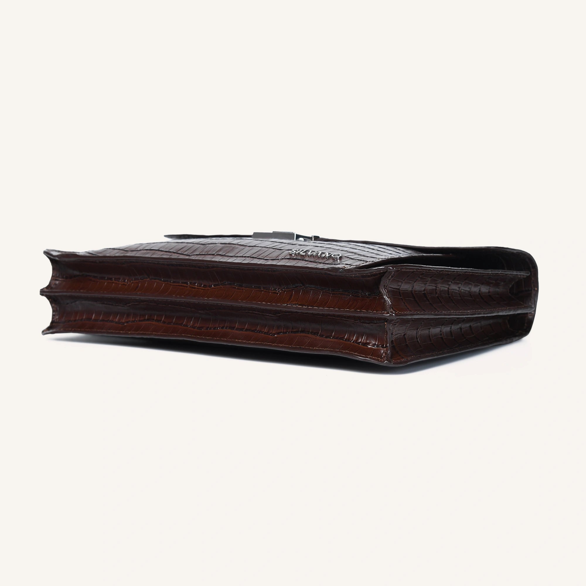 silvano carrier caddy messenger bag - dark brown leather messenger bag