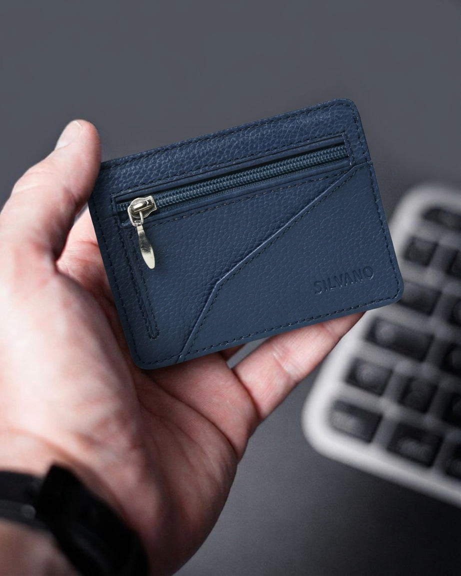 CARTA SLIM LEATHER CARD HOLDER FOR MEN – NAVY BLUE