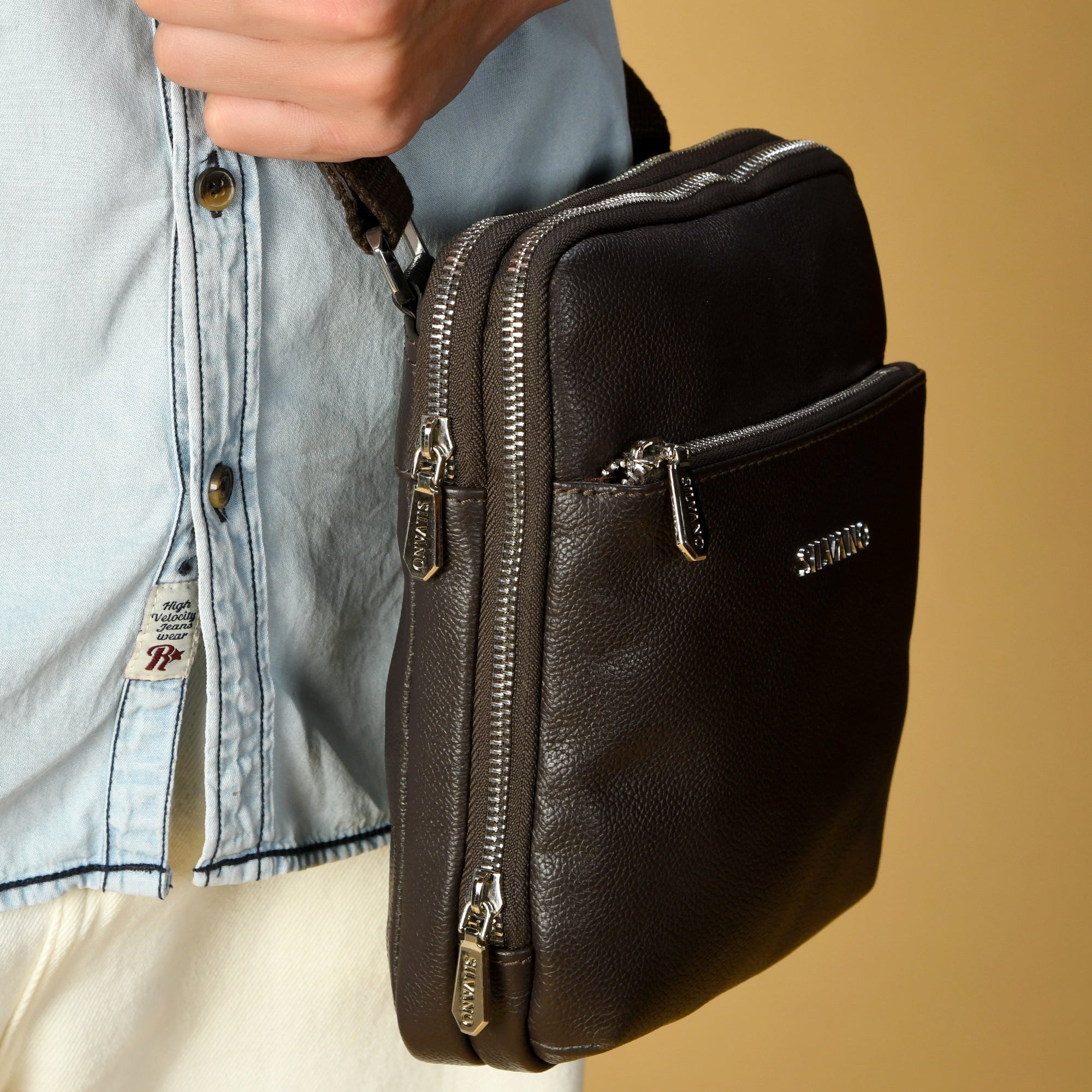 MANHATTAN MESSENGER BAG FOR MEN - DARK BROWN