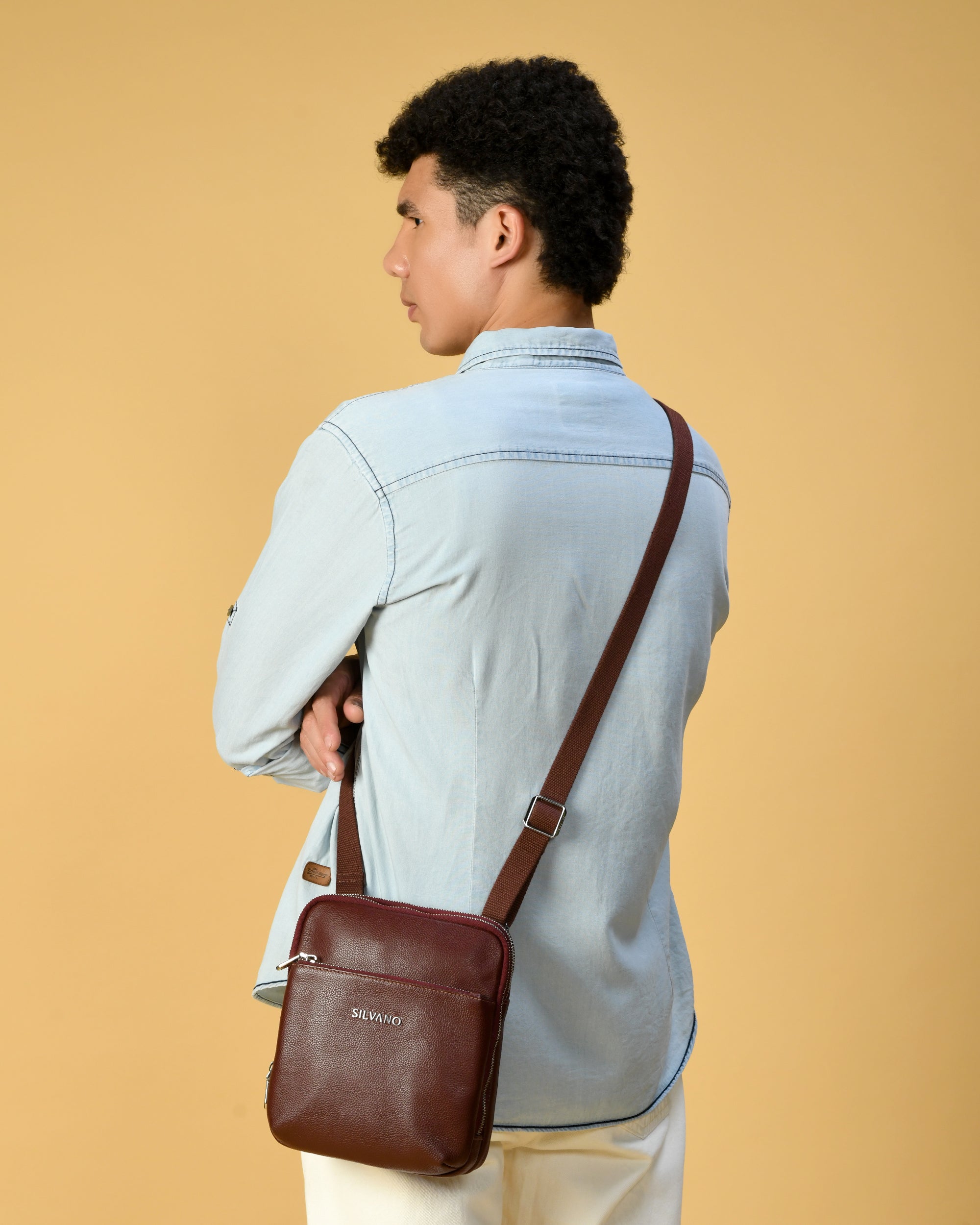 MANHATTAN MESSENGER BAG FOR MEN - BURGUNDY
