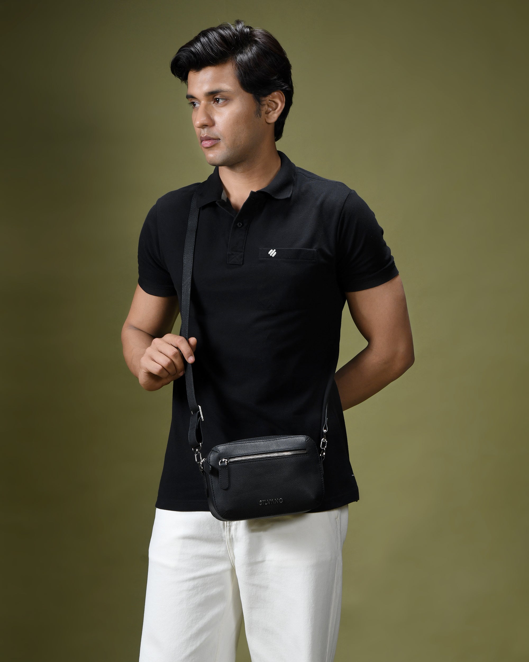 SLEEK STRIDE CROSSBODY BAG FOR MEN - Black