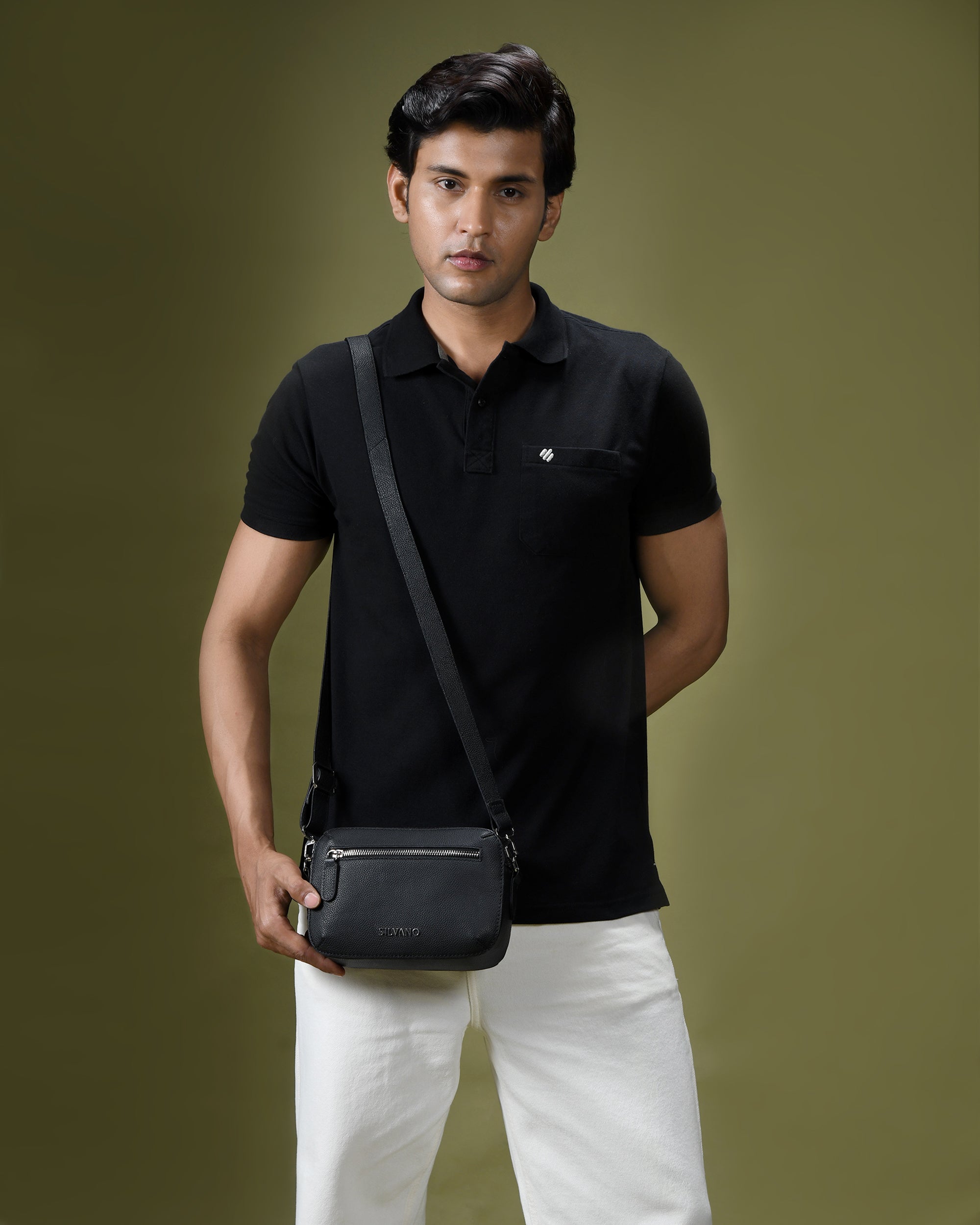SLEEK STRIDE CROSSBODY BAG FOR MEN - Black