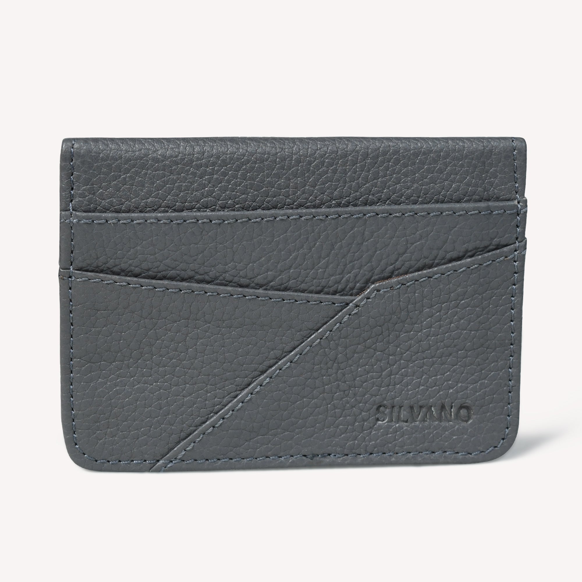 TAGLIO EDGE LEATHER CARD HOLDER FOR MEN – GREY