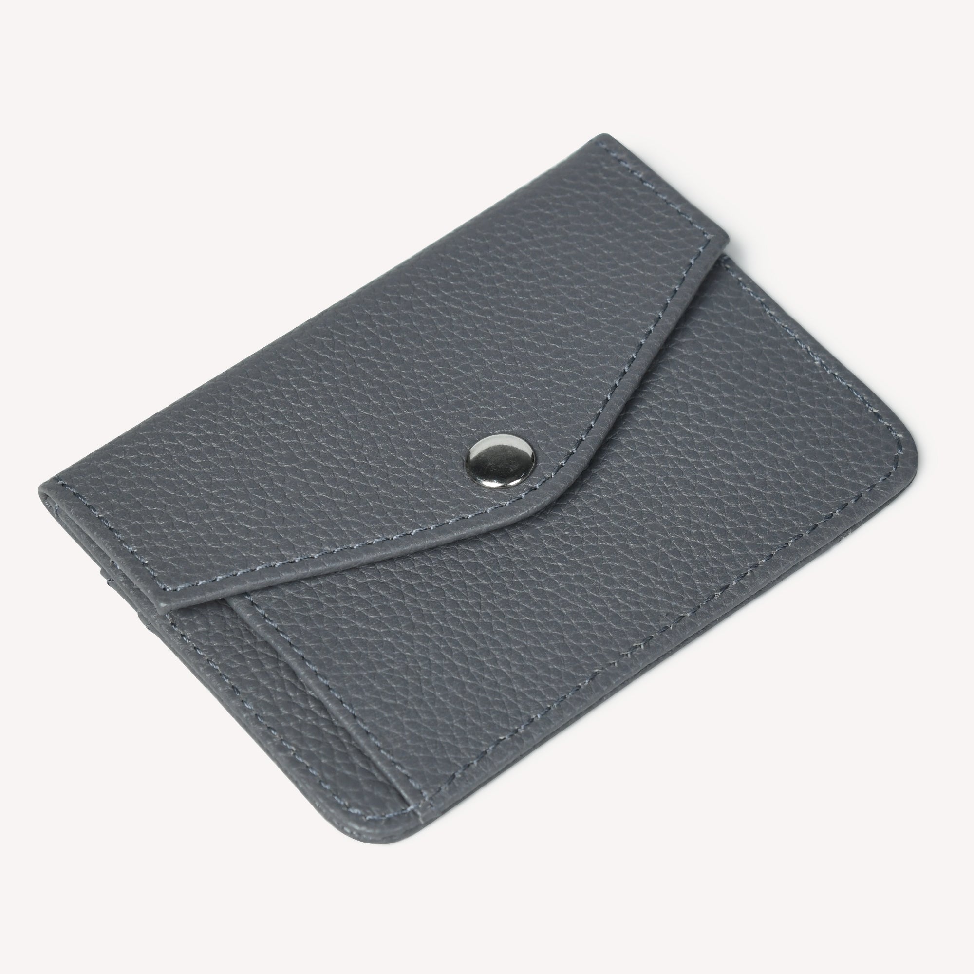 TAGLIO EDGE LEATHER CARD HOLDER FOR MEN – GREY