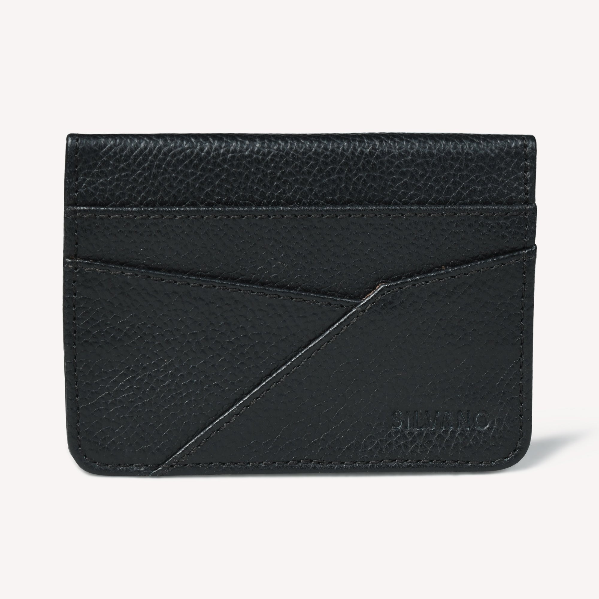 TAGLIO EDGE LEATHER CARD HOLDER FOR MEN – BLACK